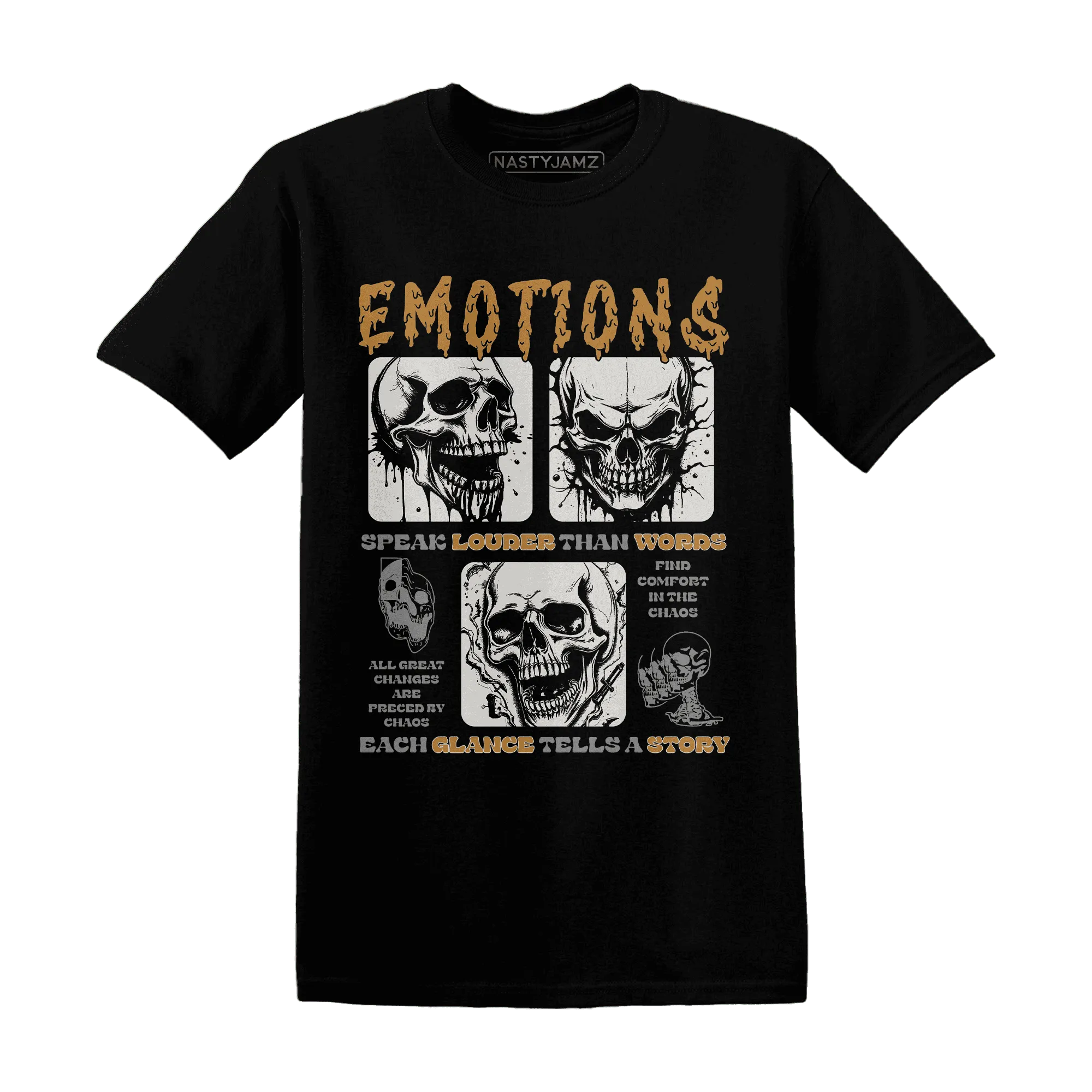 Dunk-Low-Retro-Wheat-Orange-NastyJamz-T-Shirt-Match-Emotions-Skull