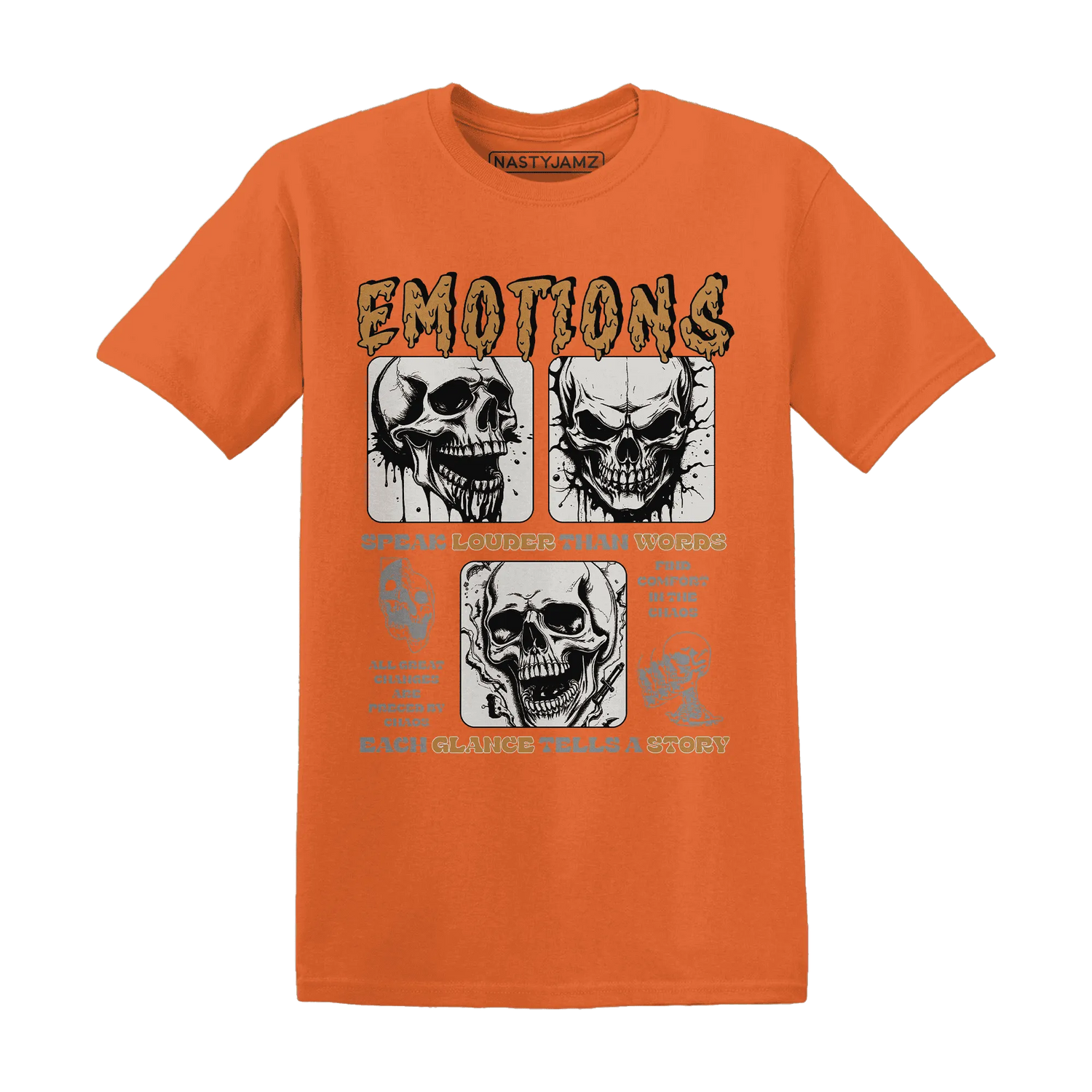 Dunk-Low-Retro-Wheat-Orange-NastyJamz-T-Shirt-Match-Emotions-Skull