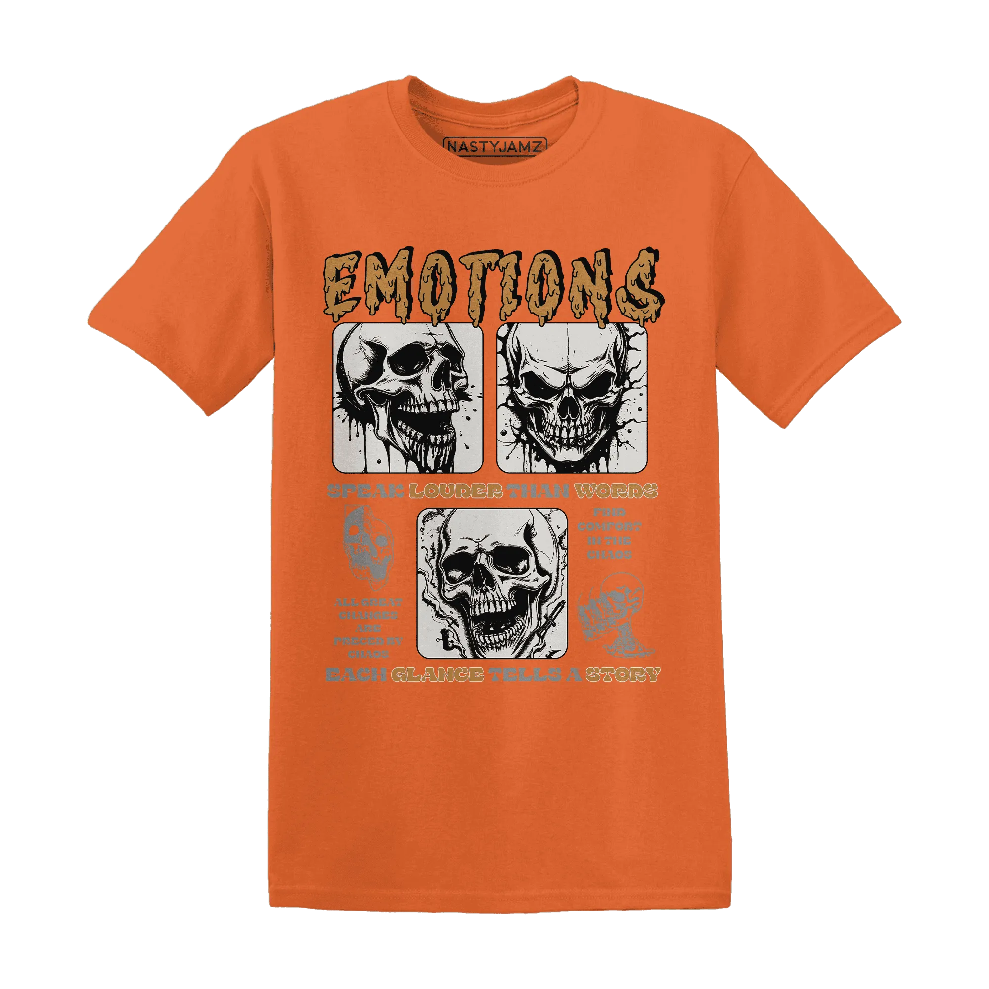 Dunk-Low-Retro-Wheat-Orange-NastyJamz-T-Shirt-Match-Emotions-Skull