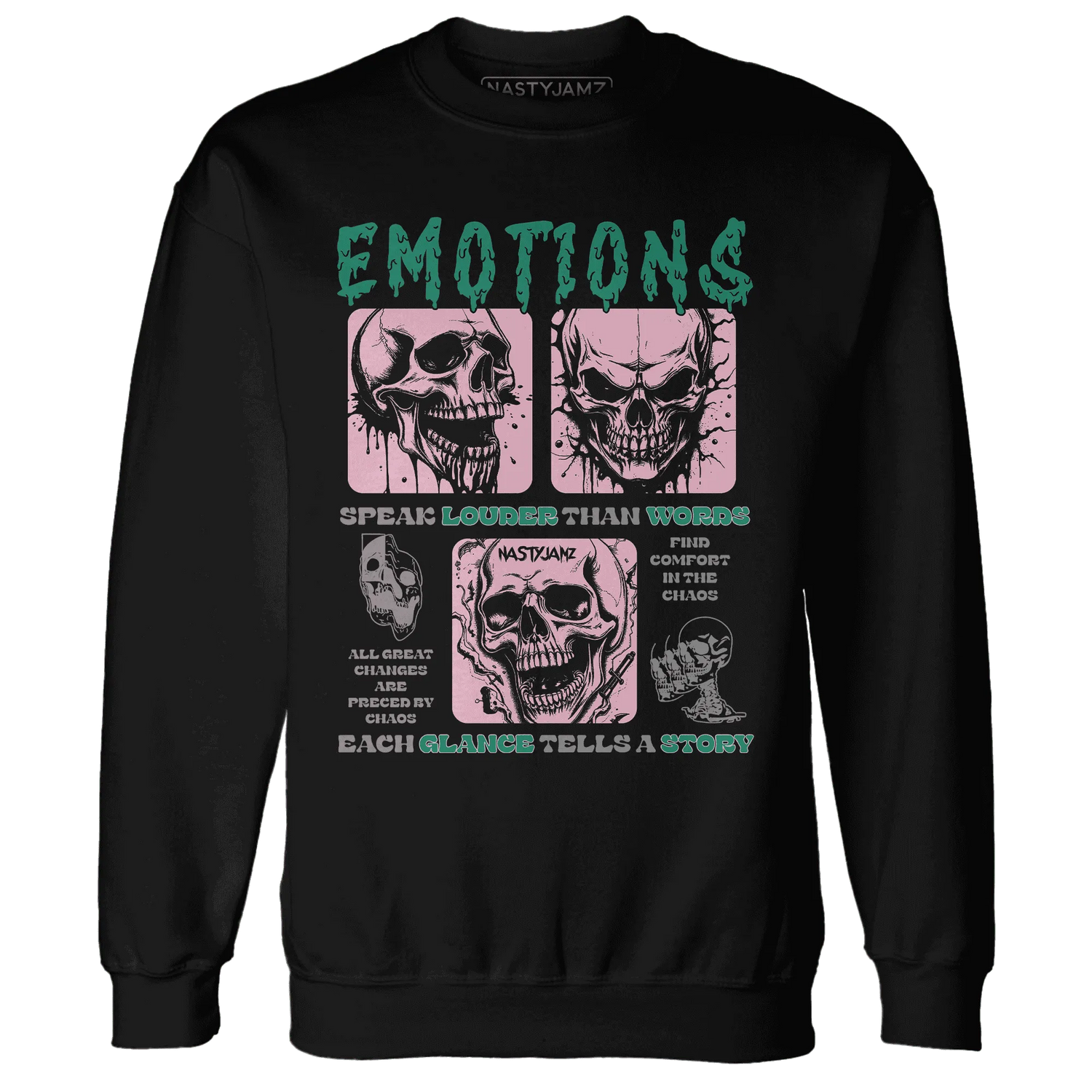 NastyJamz-Dunk-Pink-Malachite-Medium-Soft-Low-Sail-Sweatshirt-Match-Emotions-Skull