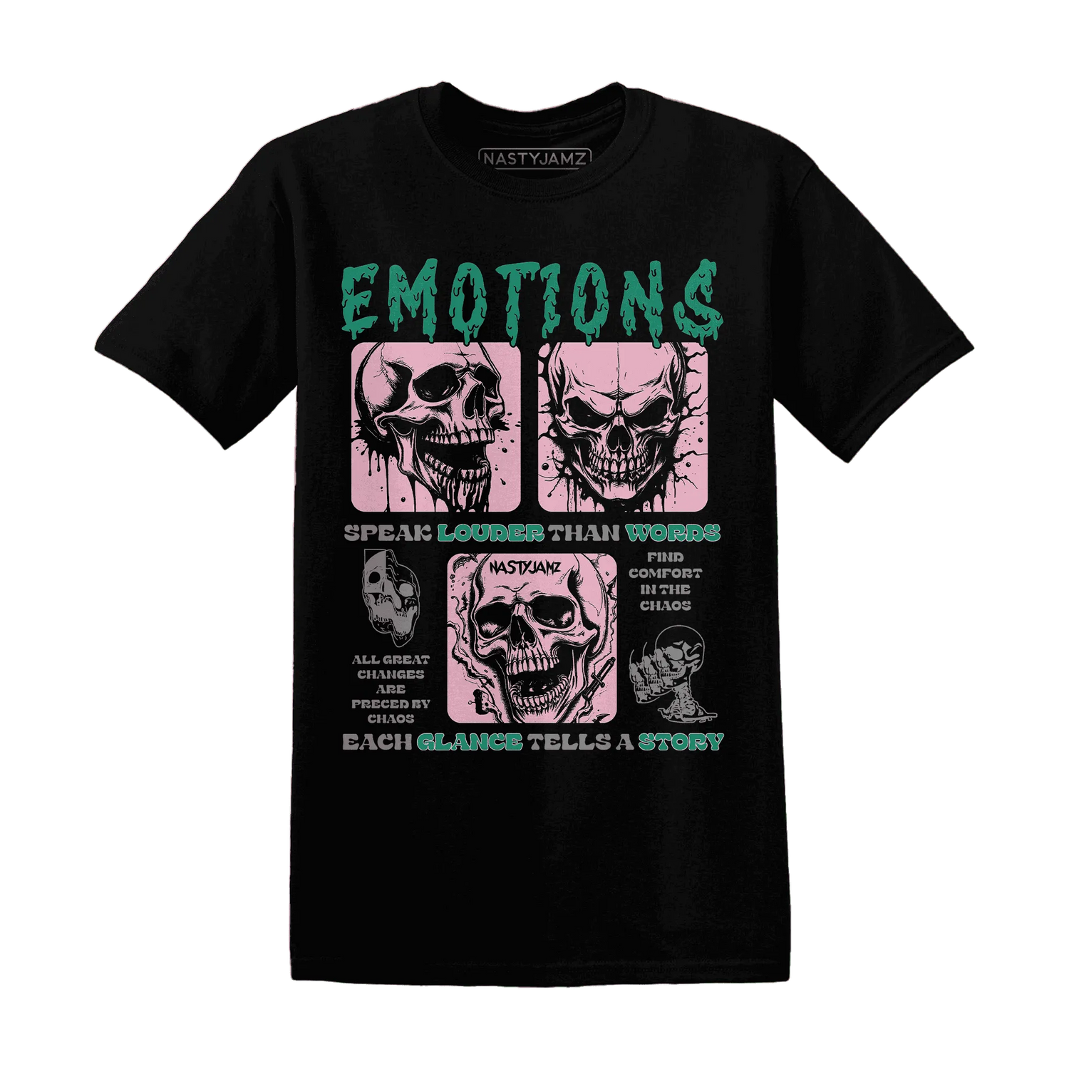 NastyJamz-Dunk-Pink-Malachite-Medium-Soft-Low-Sail-T-Shirt-Match-Emotions-Skull