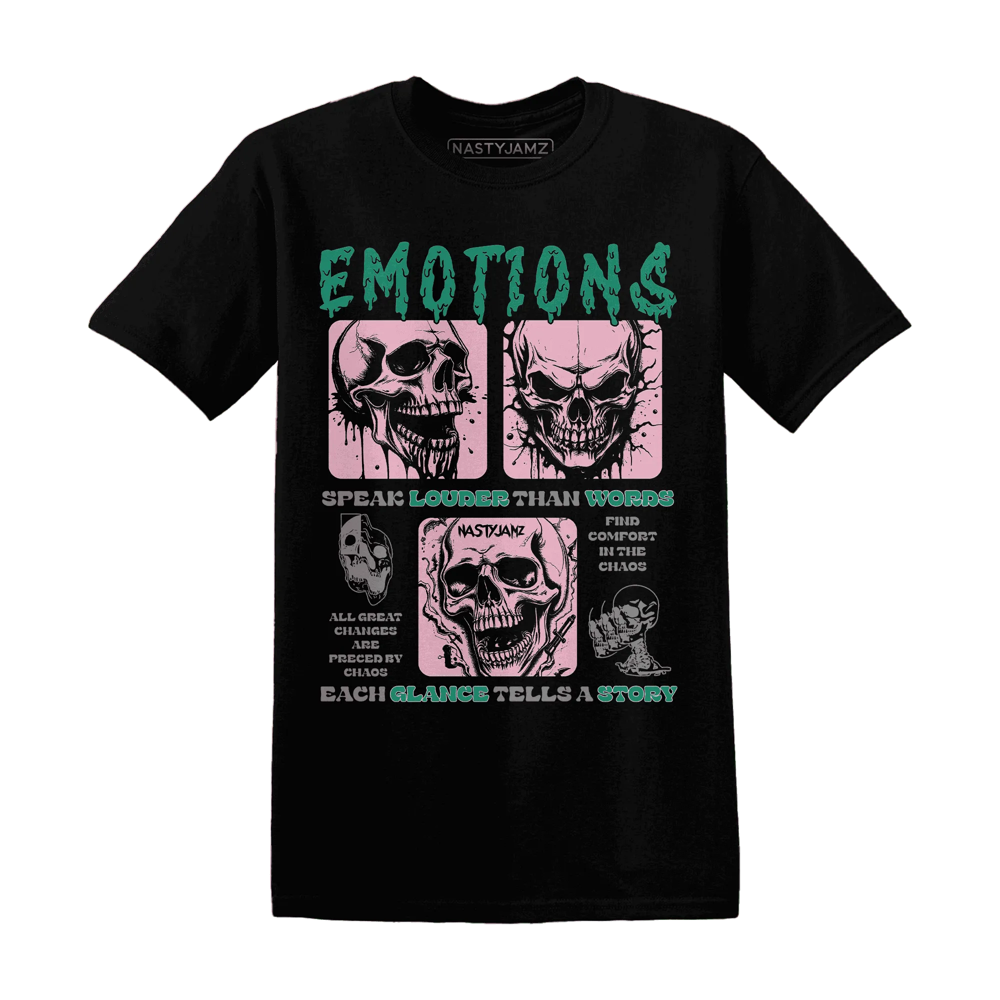NastyJamz-Dunk-Pink-Malachite-Medium-Soft-Low-Sail-T-Shirt-Match-Emotions-Skull
