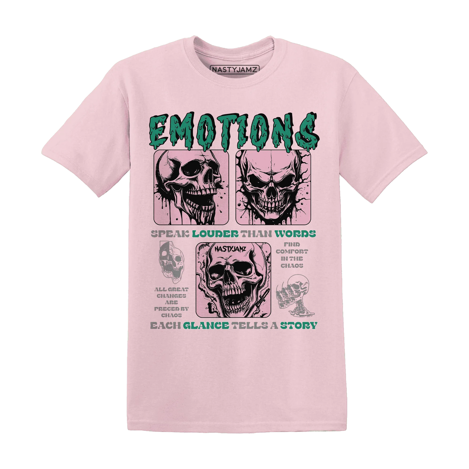 NastyJamz-Dunk-Pink-Malachite-Medium-Soft-Low-Sail-T-Shirt-Match-Emotions-Skull