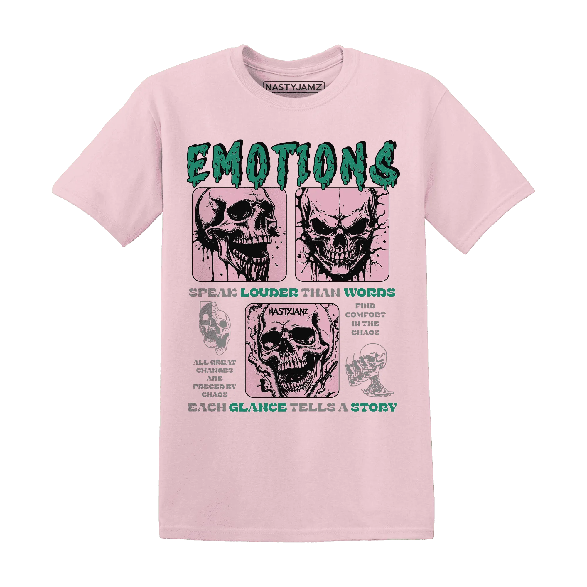 NastyJamz-Dunk-Pink-Malachite-Medium-Soft-Low-Sail-T-Shirt-Match-Emotions-Skull