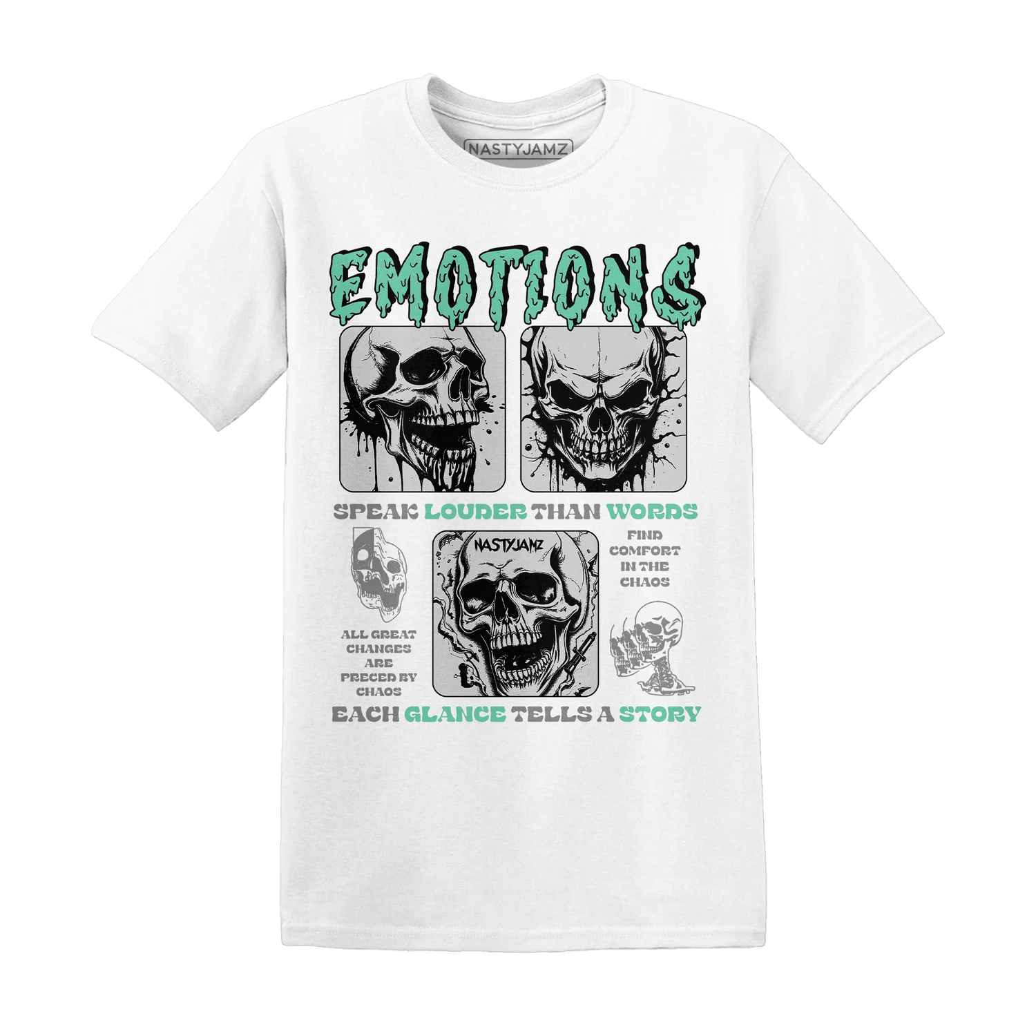 NastyJamz-Green-Glow-3s-T-Shirt-Match-Emotions-Skull