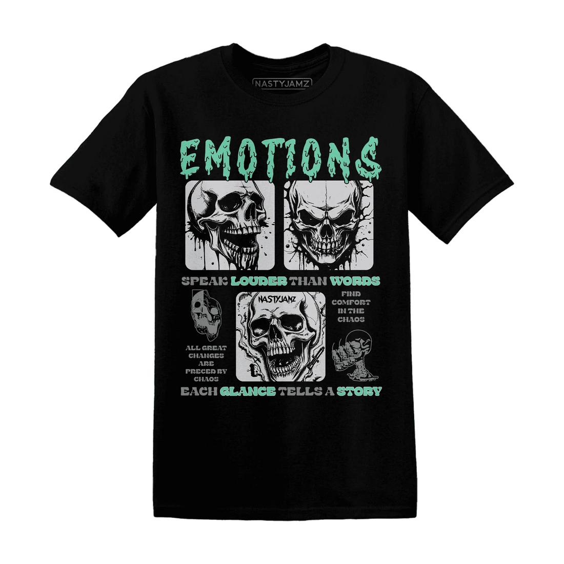 NastyJamz-Green-Glow-3s-T-Shirt-Match-Emotions-Skull