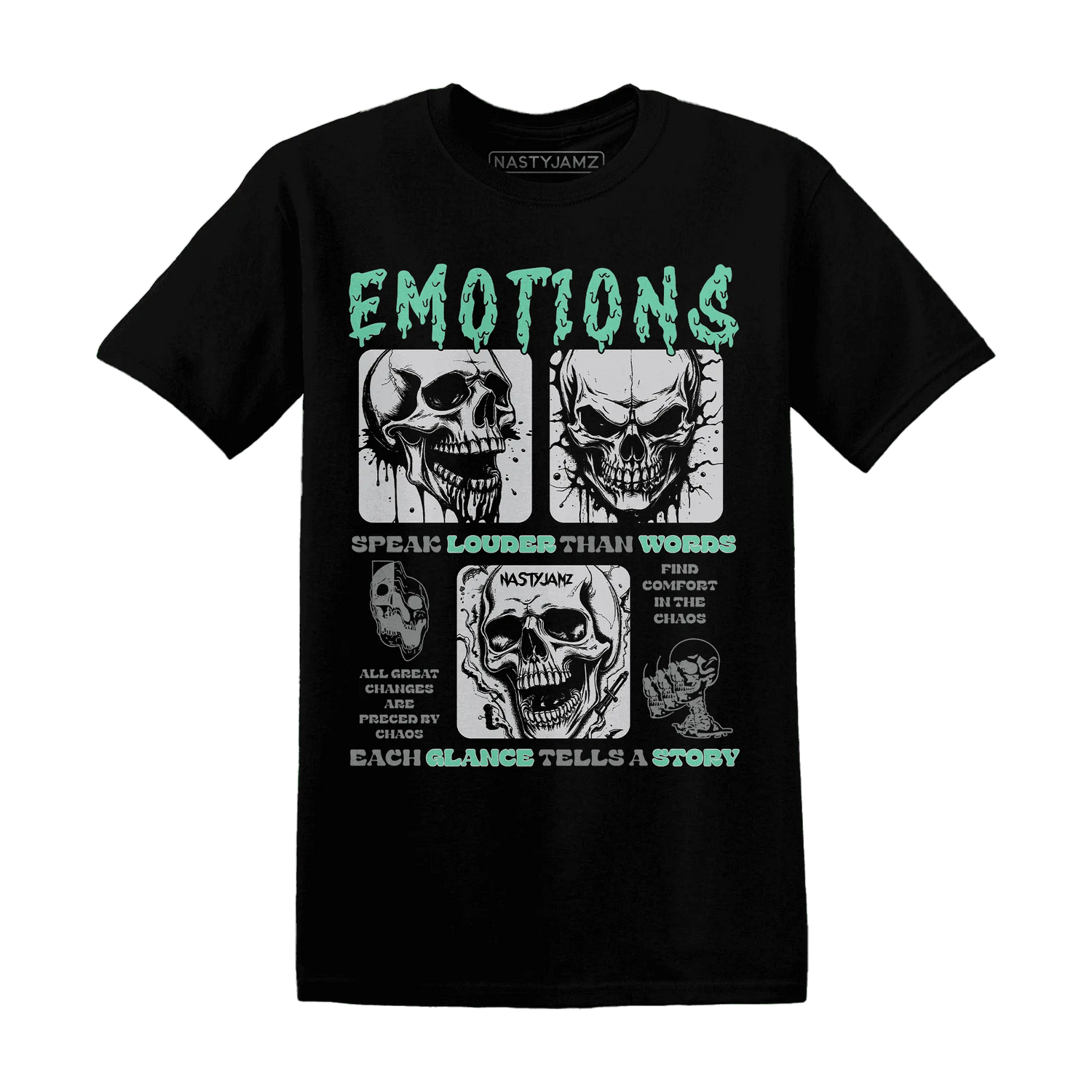 NastyJamz-Green-Glow-3s-T-Shirt-Match-Emotions-Skull