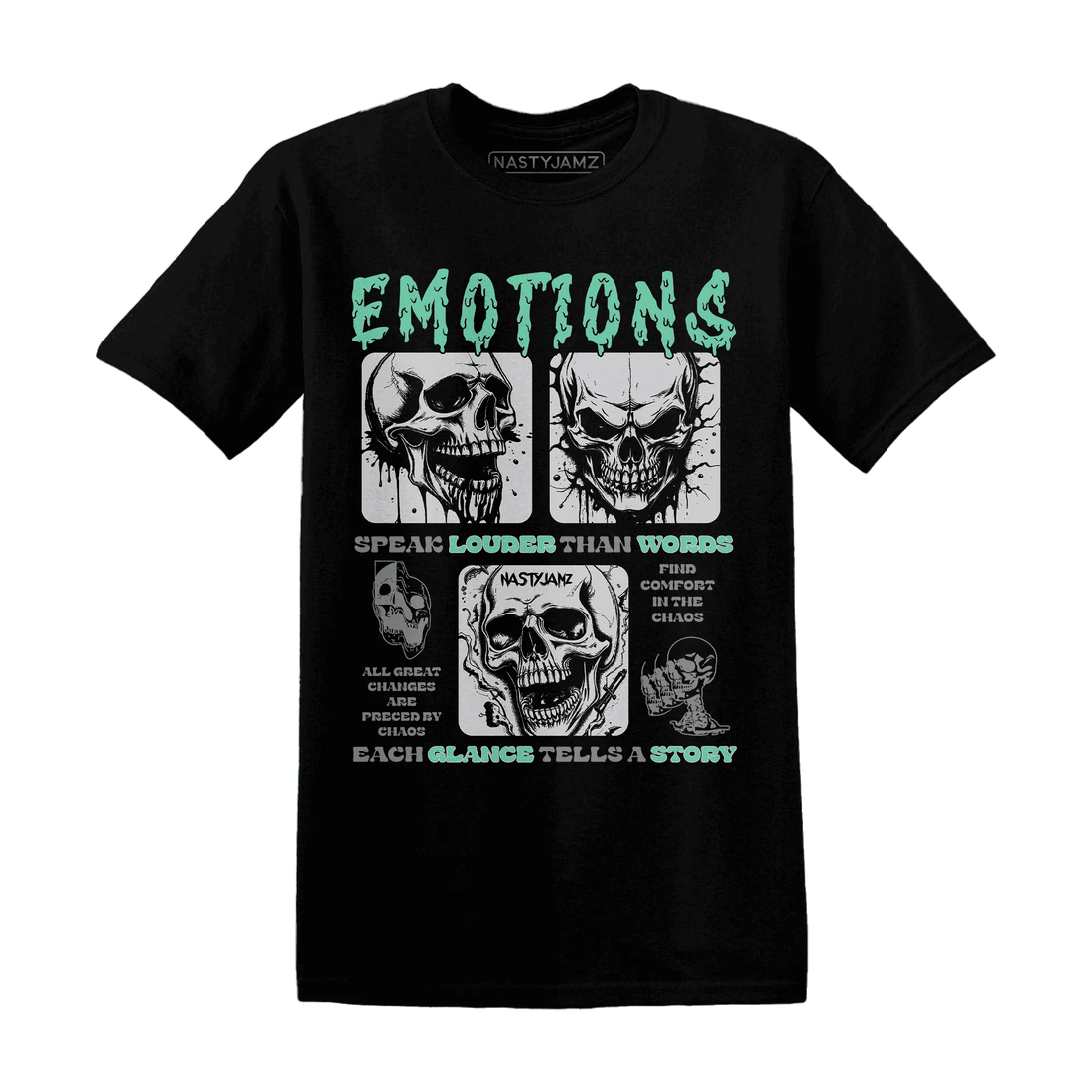 Green-Glow-3s-NastyJamz-T-Shirt-Match-Emotions-Skull