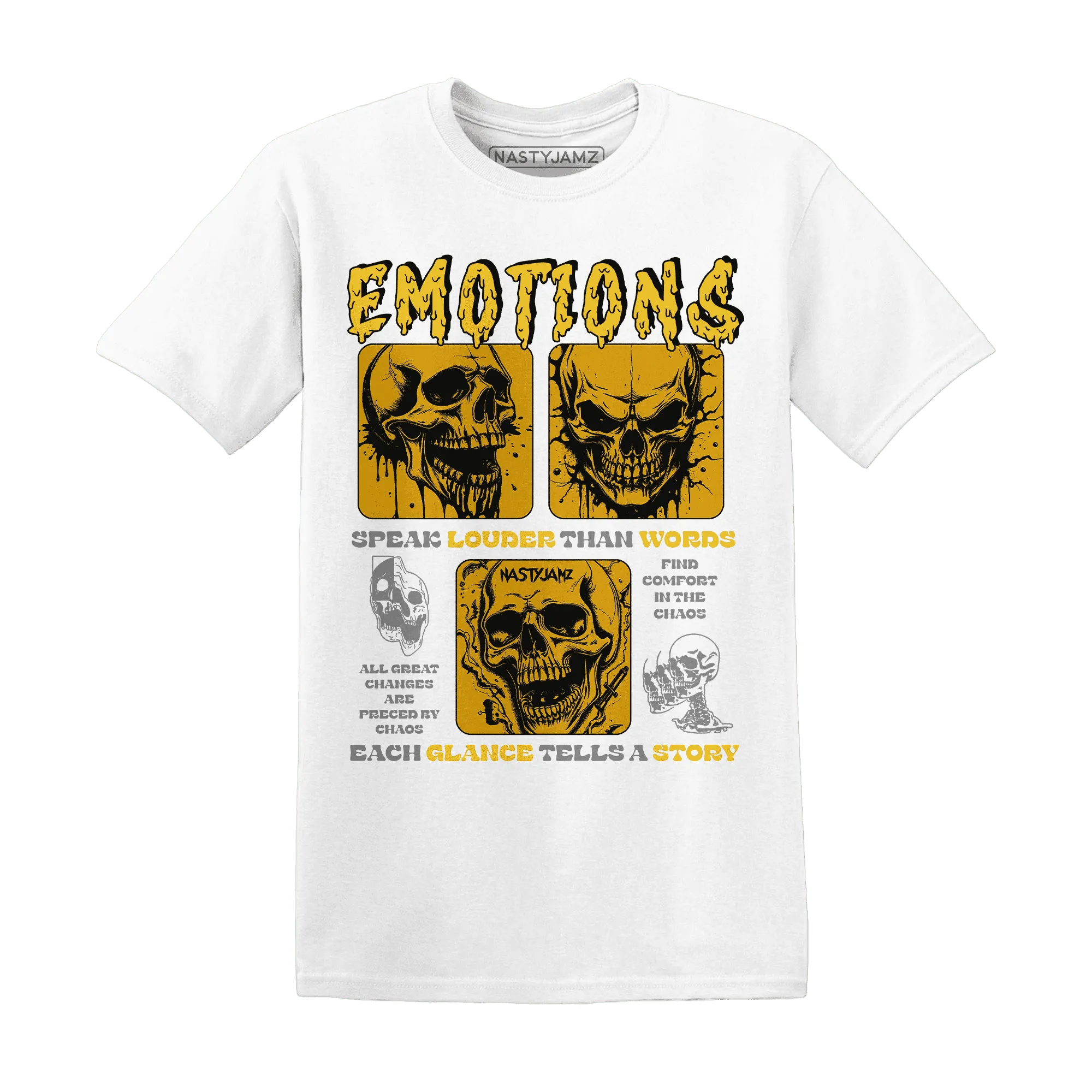 NastyJamz-Yellow-Ochre-6s-T-Shirt-Match-Emotions-Skull