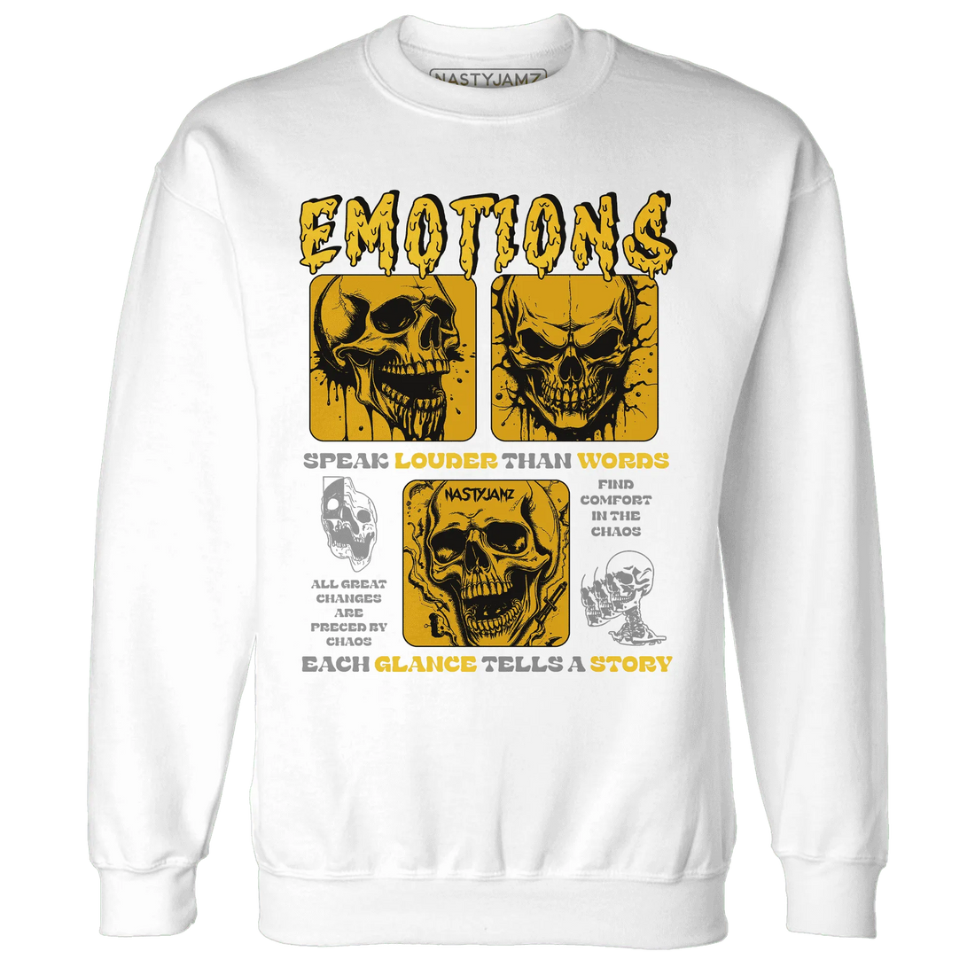 NastyJamz-Yellow-Ochre-6s-Sweatshirt-Match-Emotions-Skull