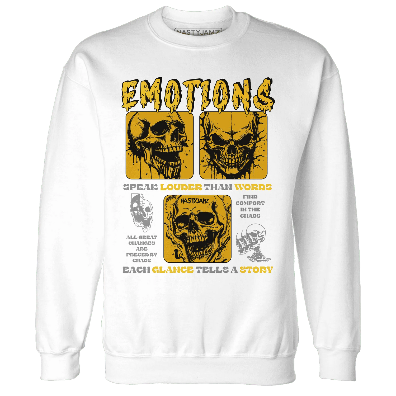 NastyJamz-Yellow-Ochre-6s-Sweatshirt-Match-Emotions-Skull