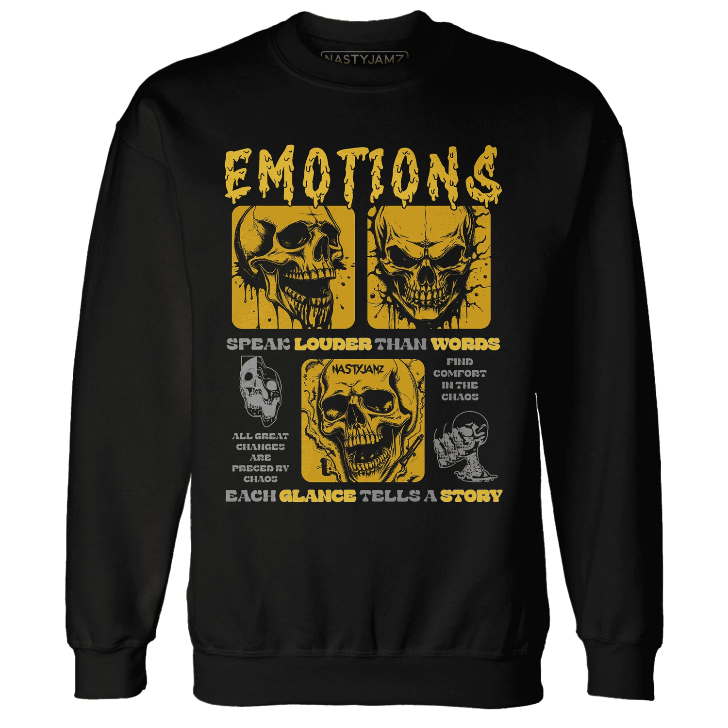 NastyJamz-Yellow-Ochre-6s-Sweatshirt-Match-Emotions-Skull