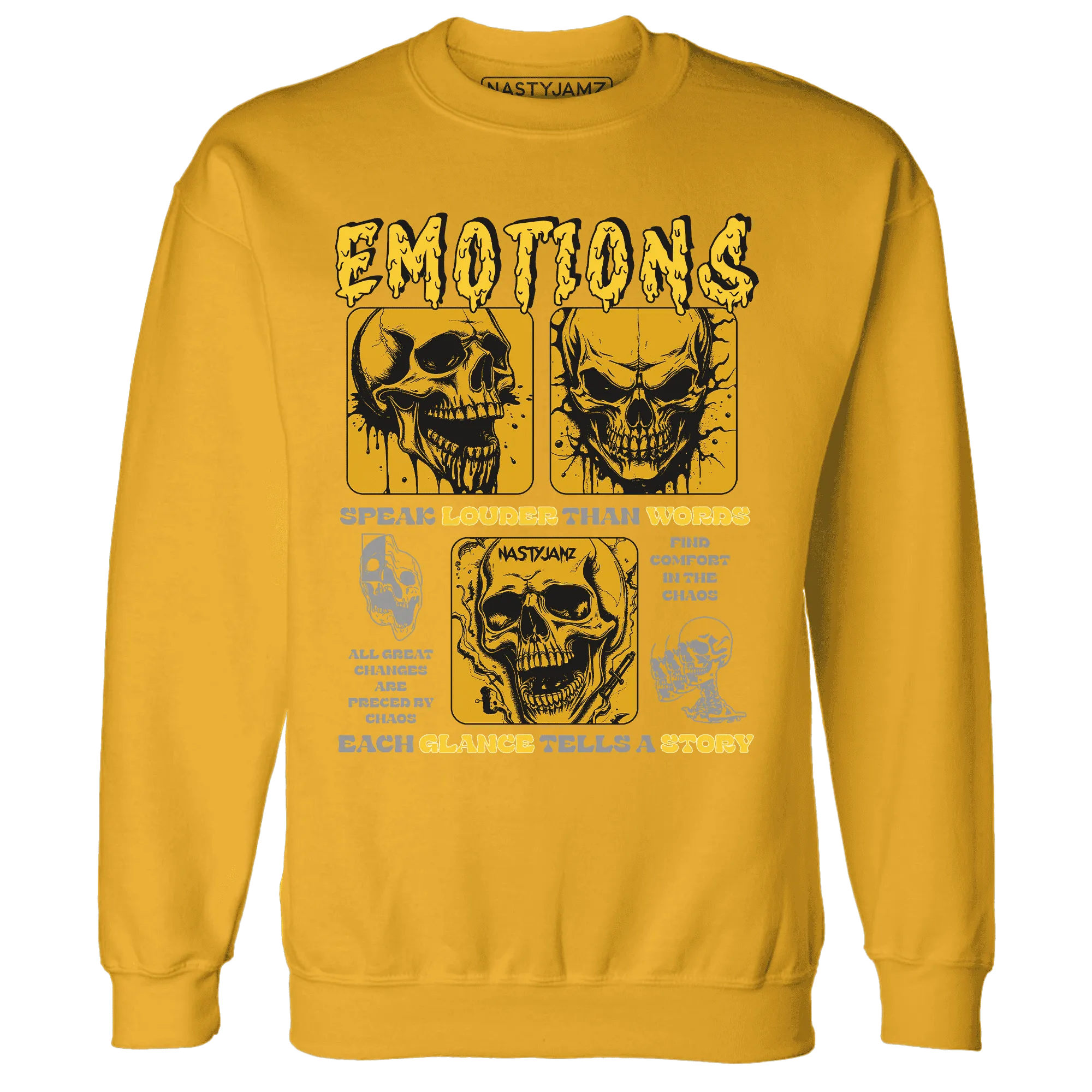 NastyJamz-Yellow-Ochre-6s-Sweatshirt-Match-Emotions-Skull