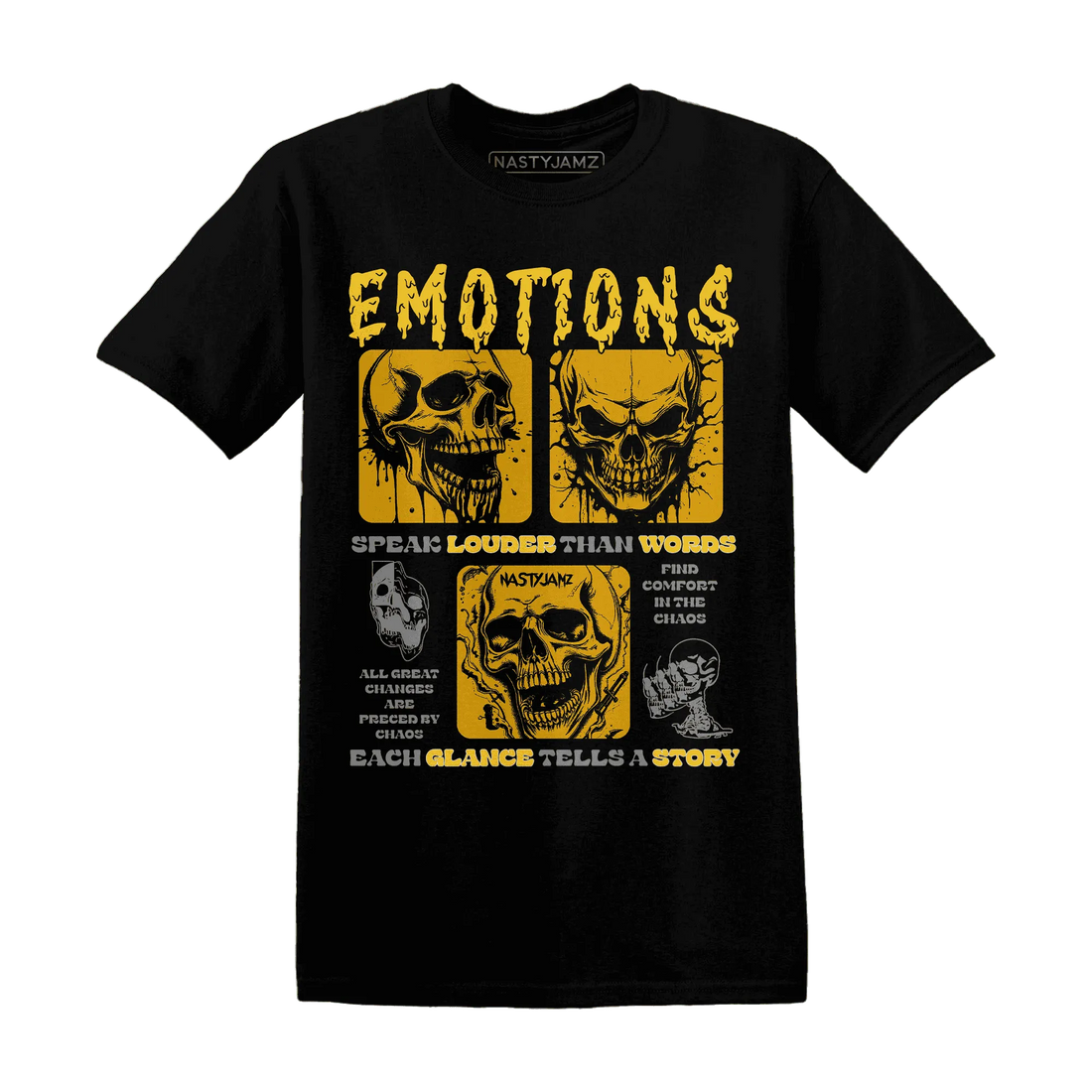 NastyJamz-Yellow-Ochre-6s-T-Shirt-Match-Emotions-Skull