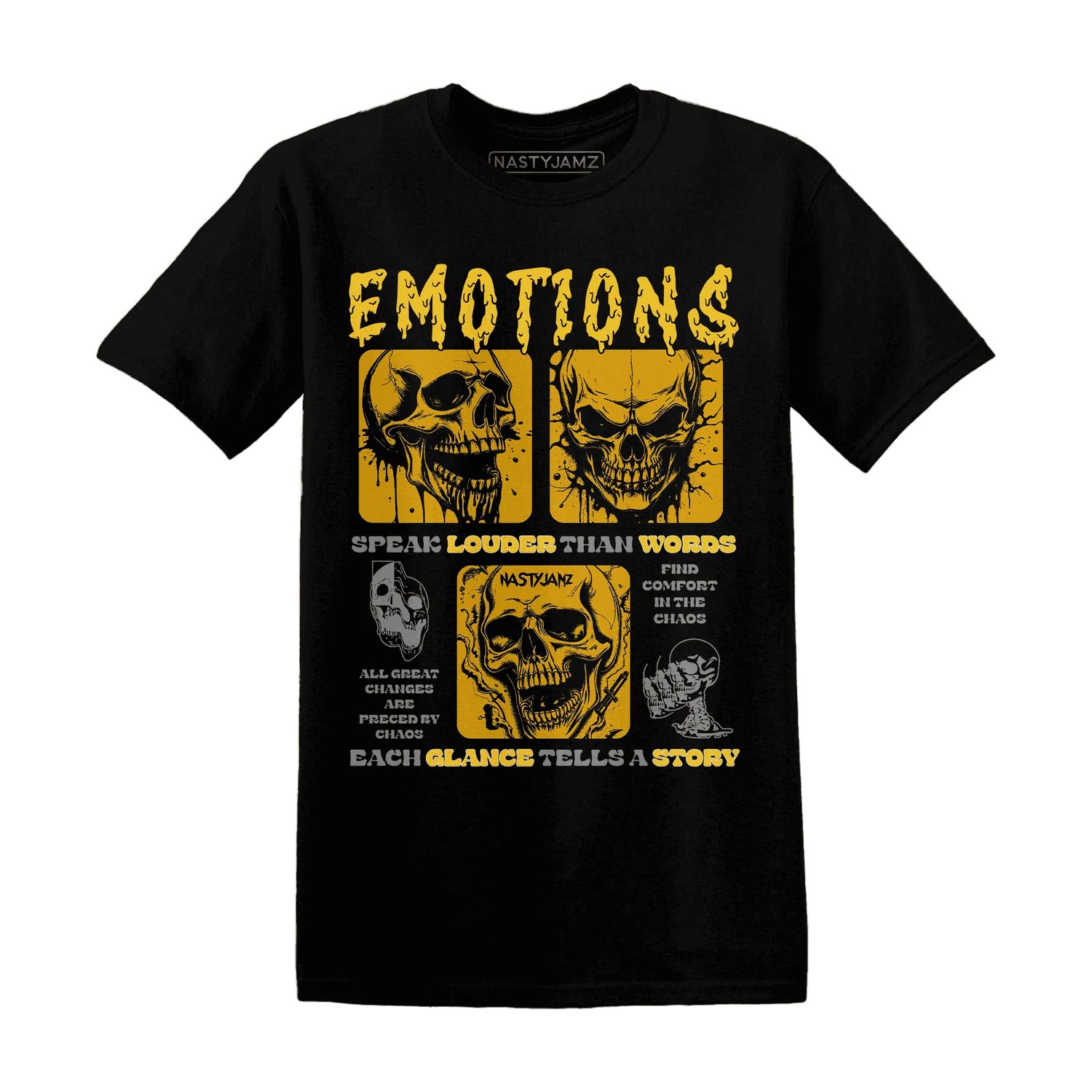 NastyJamz-Yellow-Ochre-6s-T-Shirt-Match-Emotions-Skull