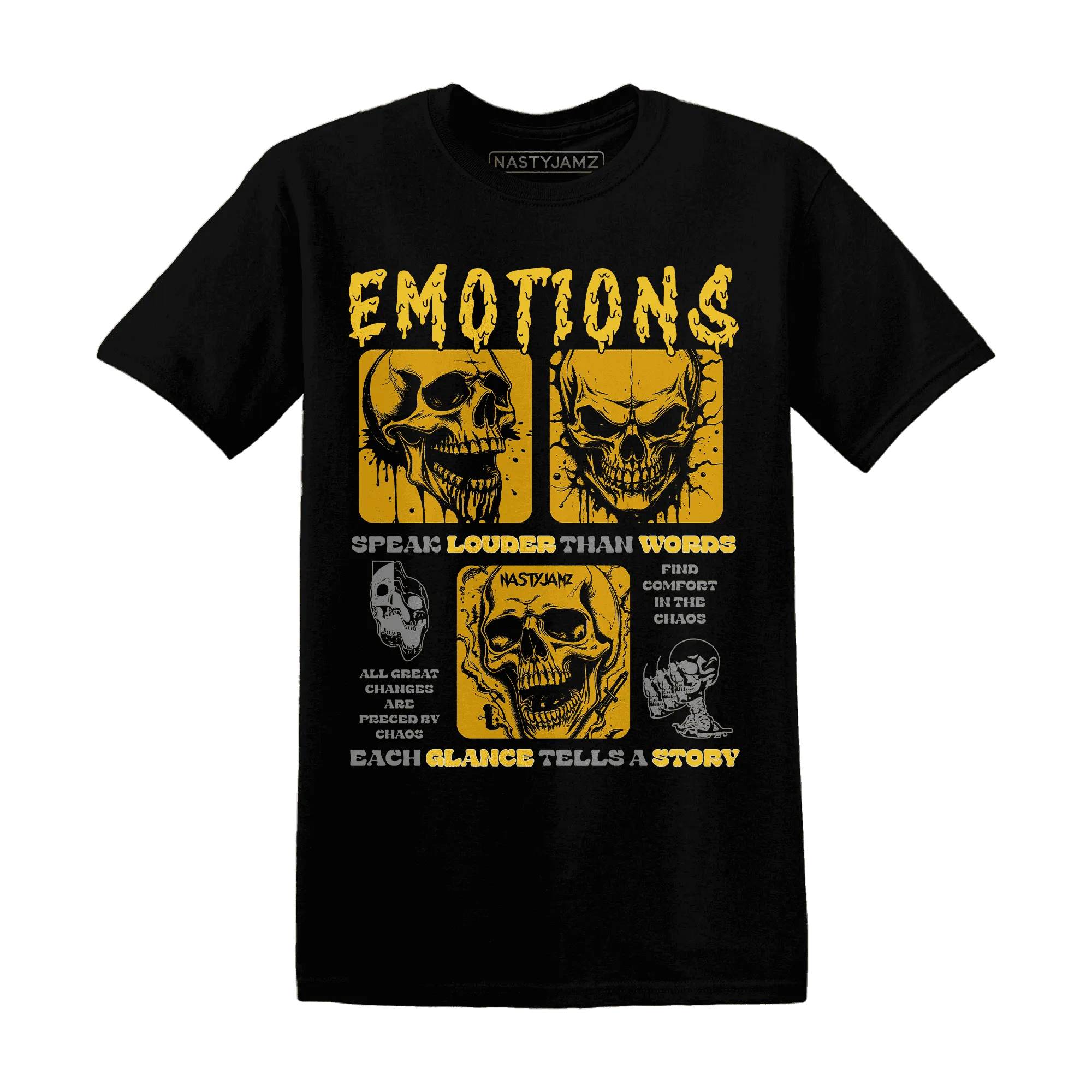 NastyJamz-Yellow-Ochre-6s-T-Shirt-Match-Emotions-Skull