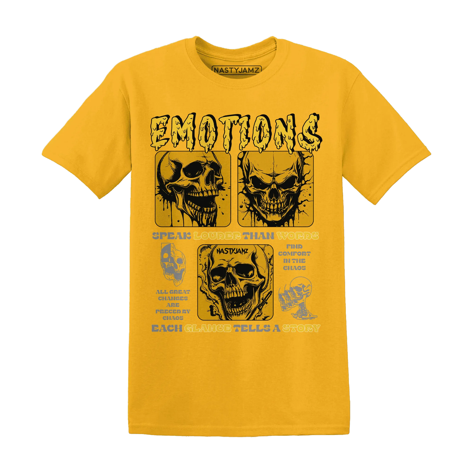 NastyJamz-Yellow-Ochre-6s-T-Shirt-Match-Emotions-Skull