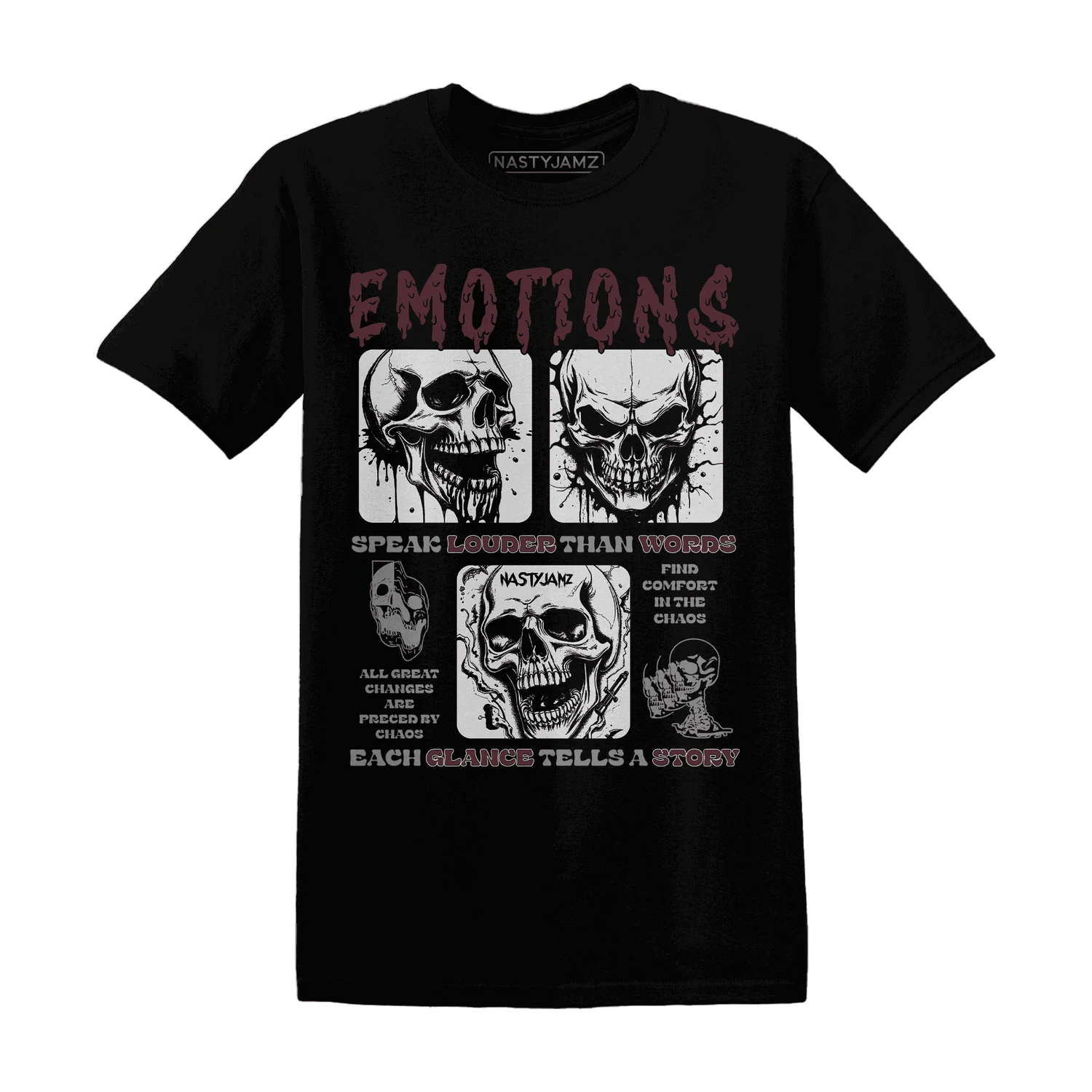 NastyJamz-VaporMax-Night-Maron-Burgundy-T-Shirt-Match-Emotions-Skull