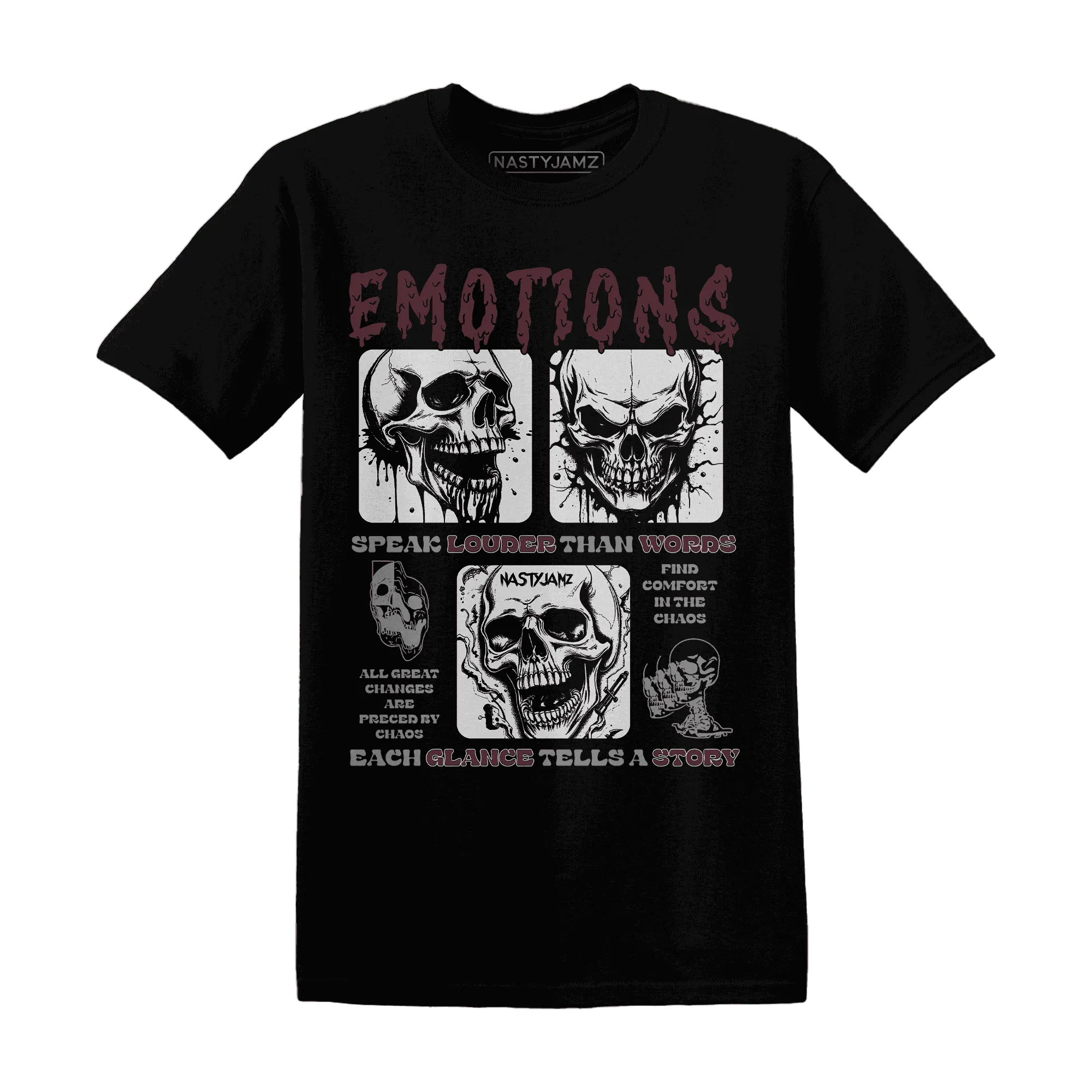 NastyJamz-VaporMax-Night-Maron-Burgundy-T-Shirt-Match-Emotions-Skull