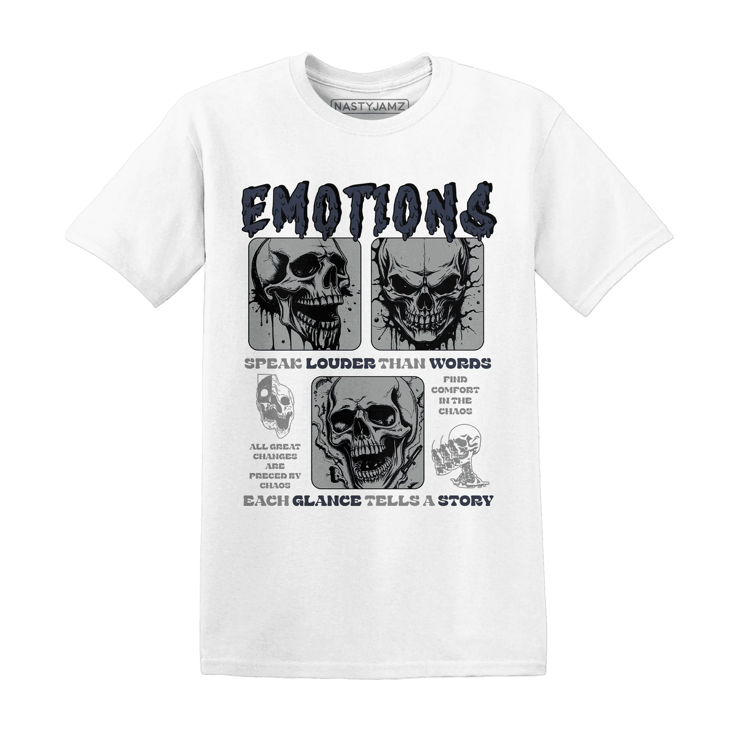 VaporMax-Plus-Midnight-Navy-White-Metallic-Silver-T-Shirt-Match-Emotions-Skull