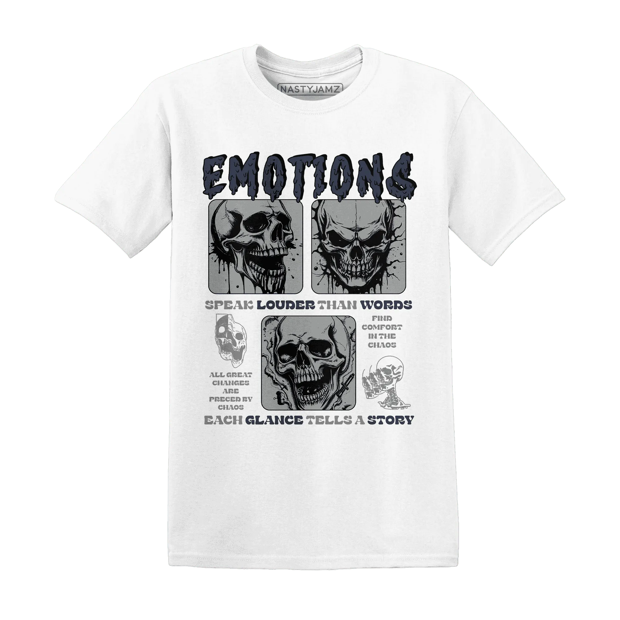 VaporMax-Plus-Midnight-Navy-White-Metallic-Silver-T-Shirt-Match-Emotions-Skull