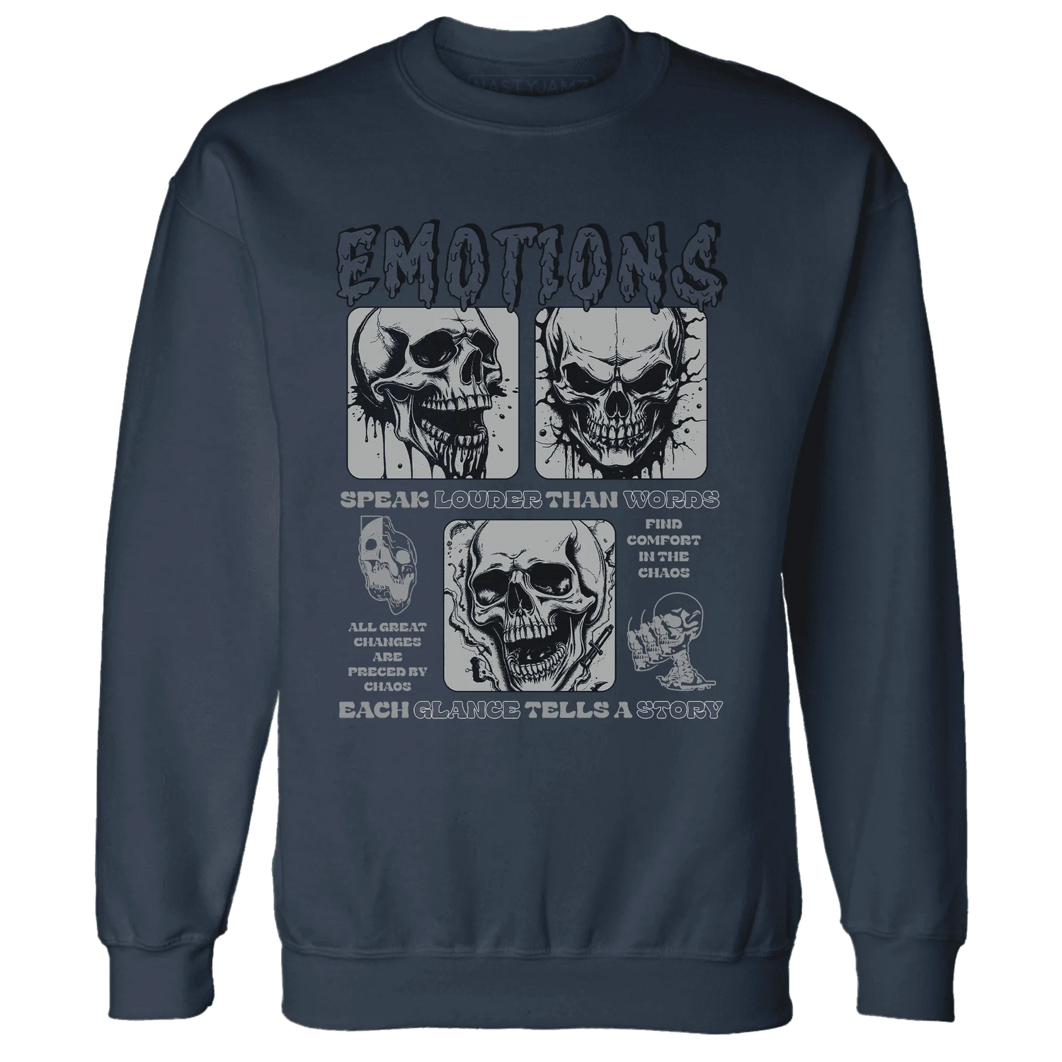 VaporMax-Plus-Midnight-Navy-White-Metallic-Silver-Sweatshirt-Match-Emotions-Skull