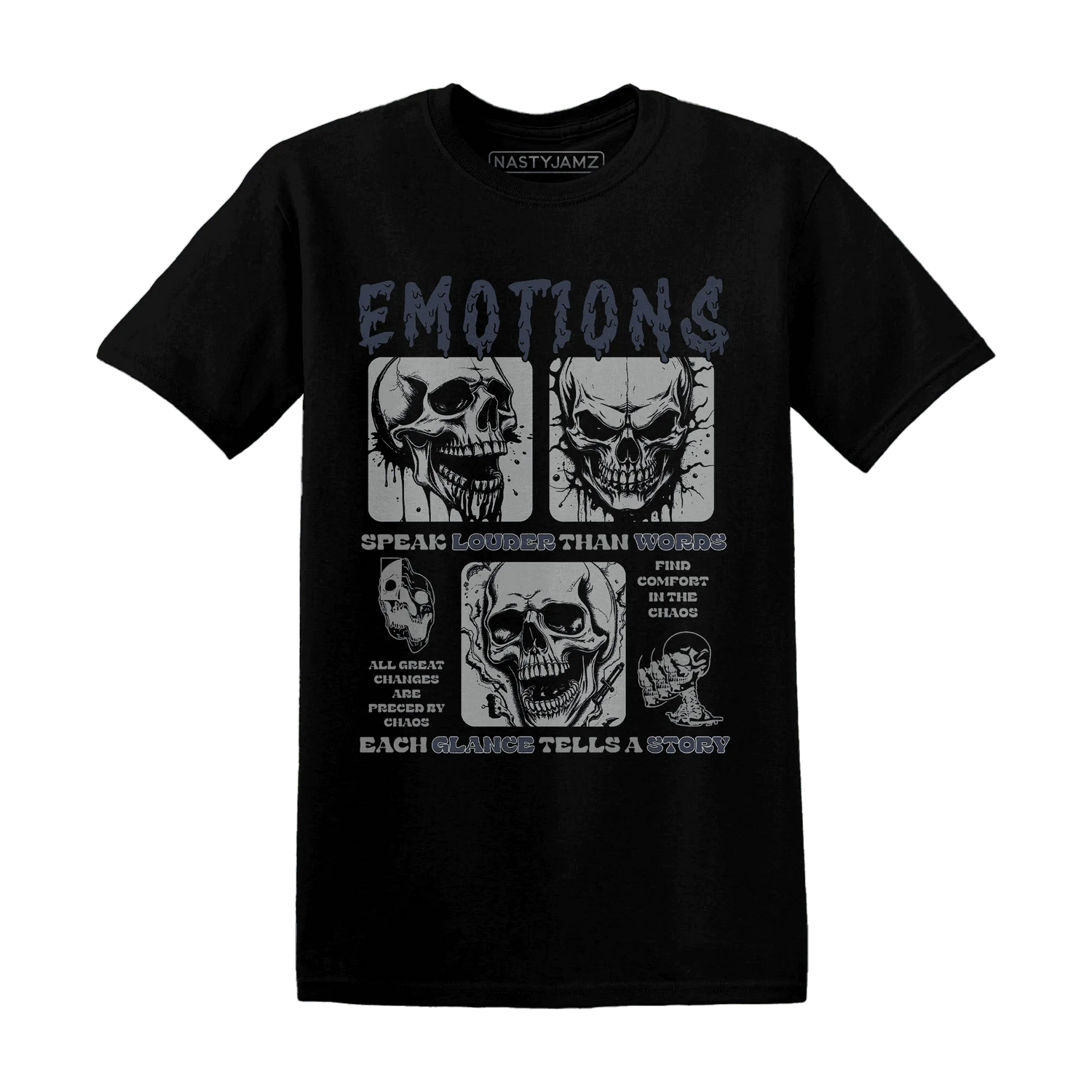 VaporMax-Plus-Midnight-Navy-White-Metallic-Silver-T-Shirt-Match-Emotions-Skull