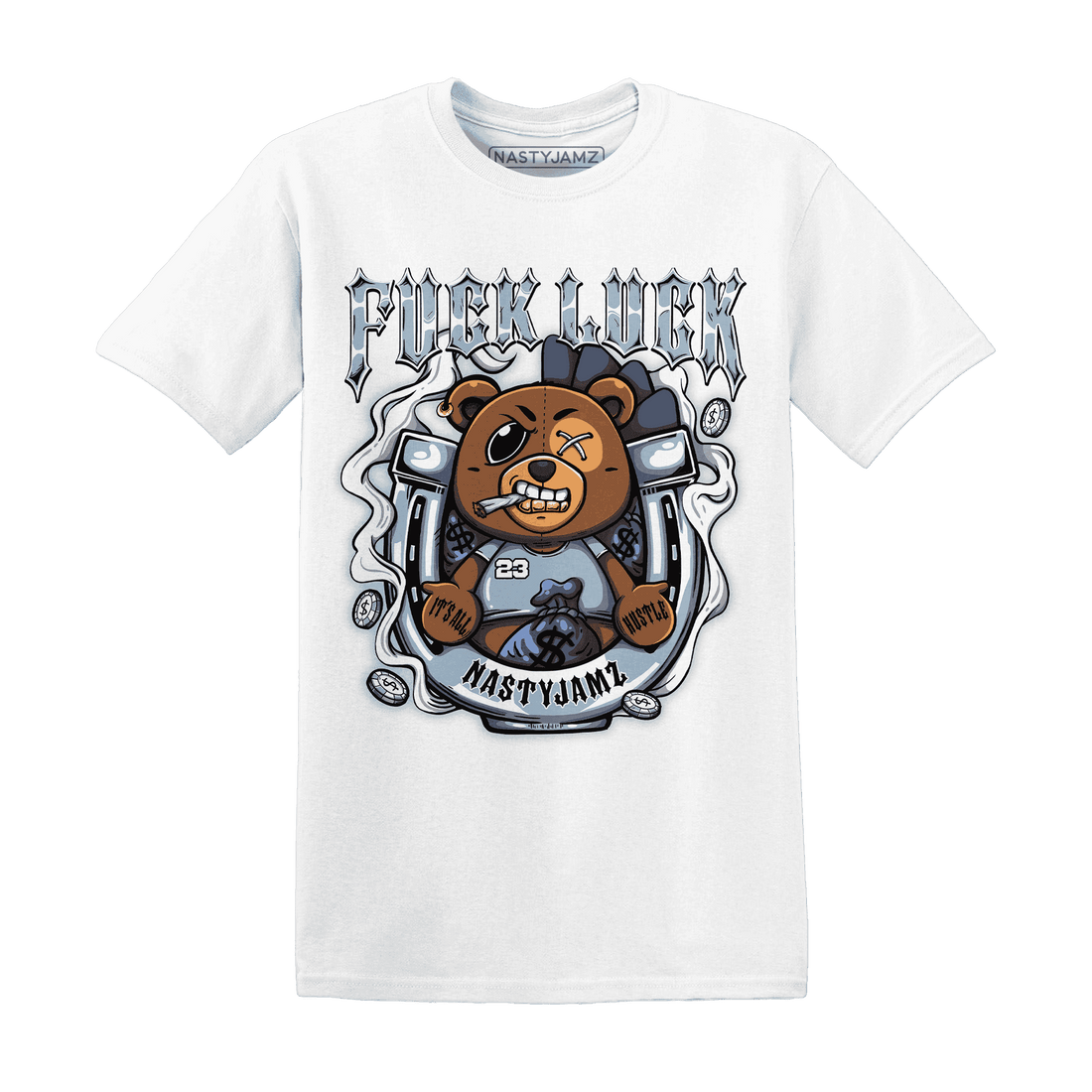 Mid Diffused Blue Grey 1s T Shirt Match F Luck BER - NastyJamz