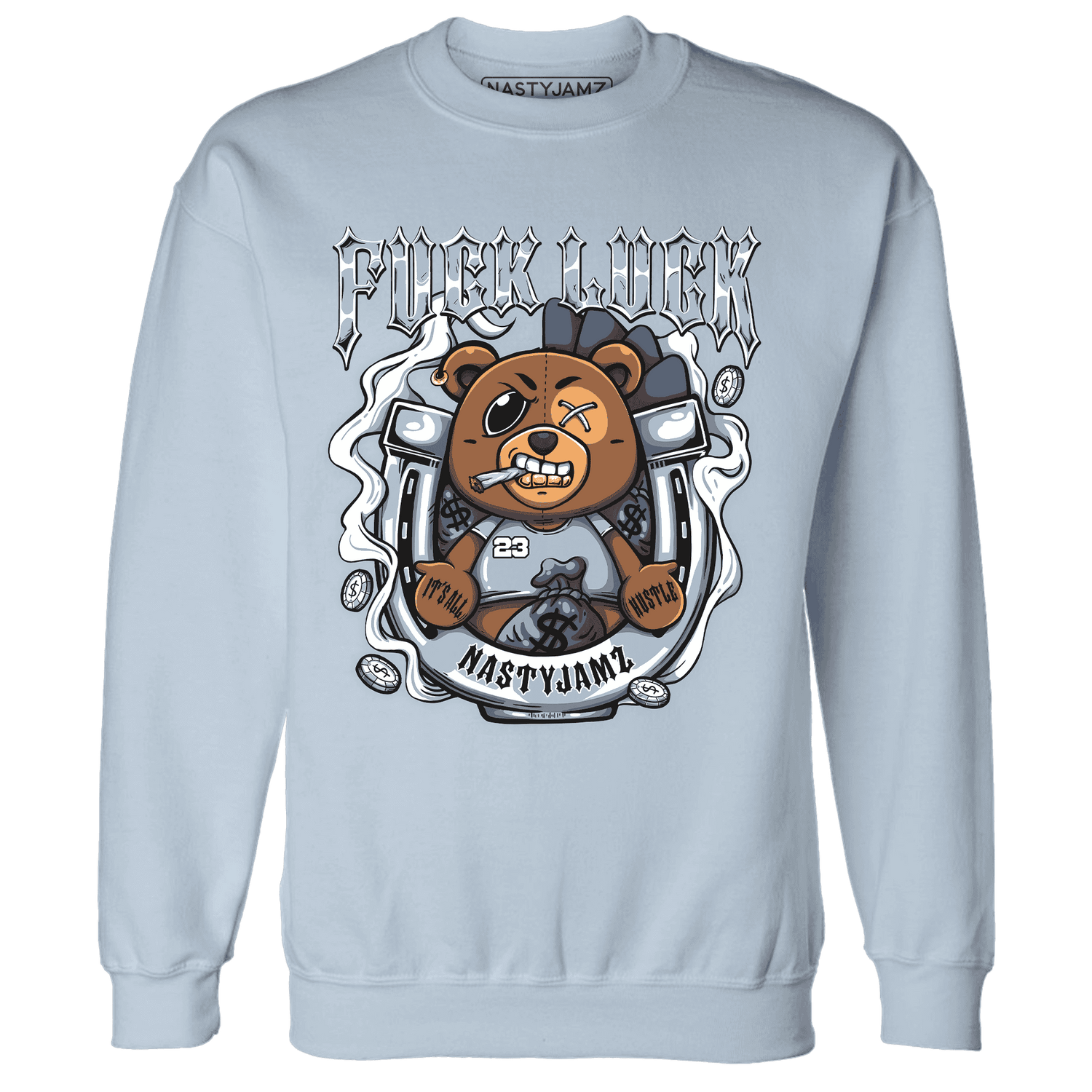 Mid Diffused Blue Grey 1s Sweatshirt Match F Luck BER - NastyJamz