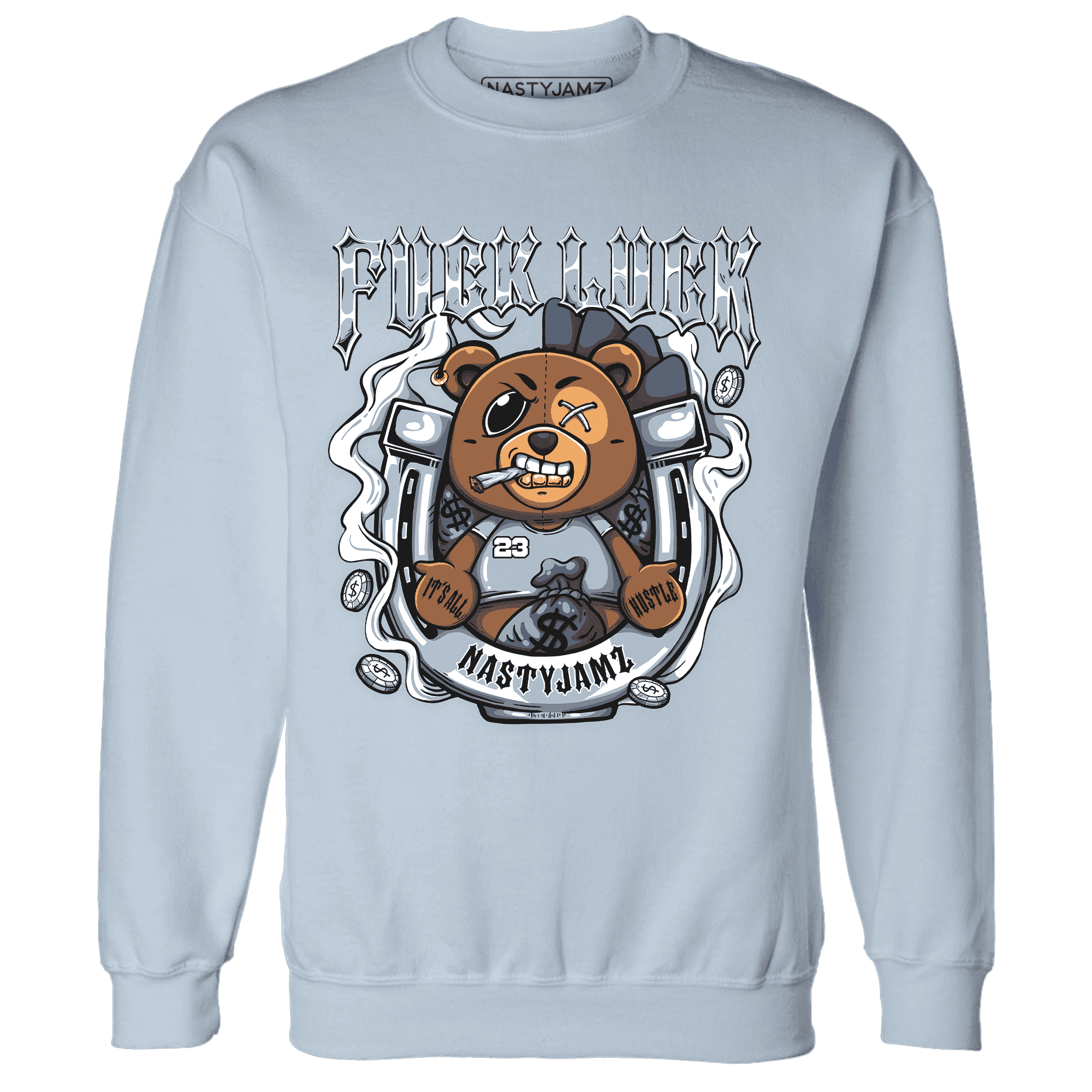 Mid Diffused Blue Grey 1s Sweatshirt Match F Luck BER - NastyJamz