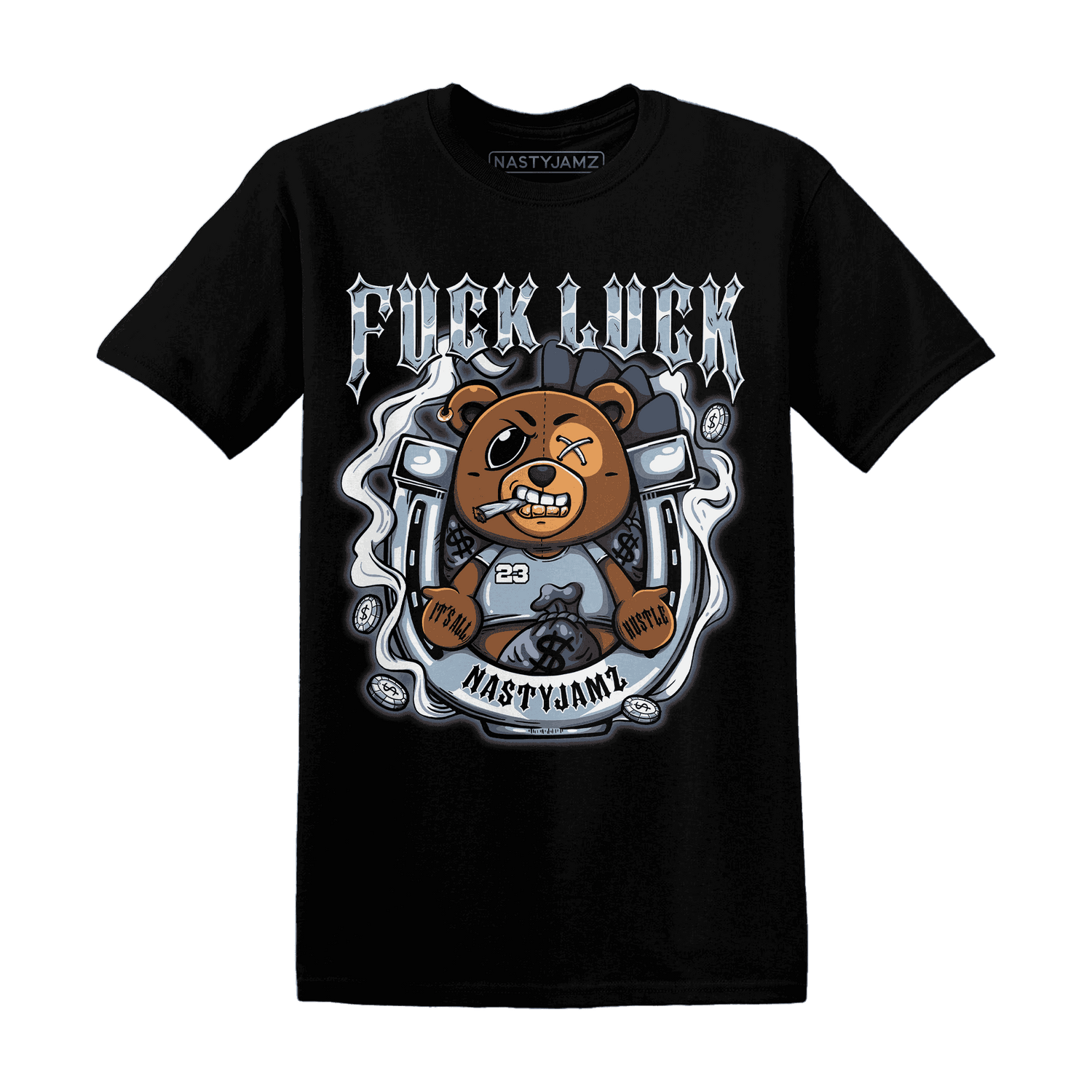 Mid Diffused Blue Grey 1s T Shirt Match F Luck BER - NastyJamz