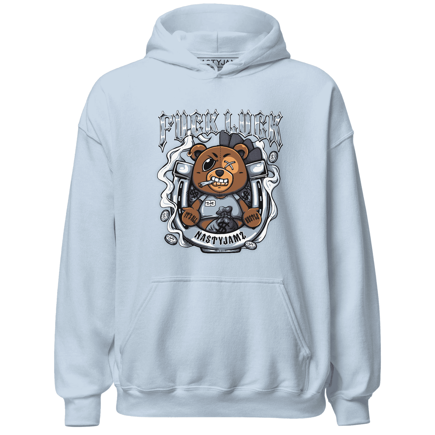Mid Diffused Blue Grey 1s Hoodie Match F Luck BER - NastyJamz