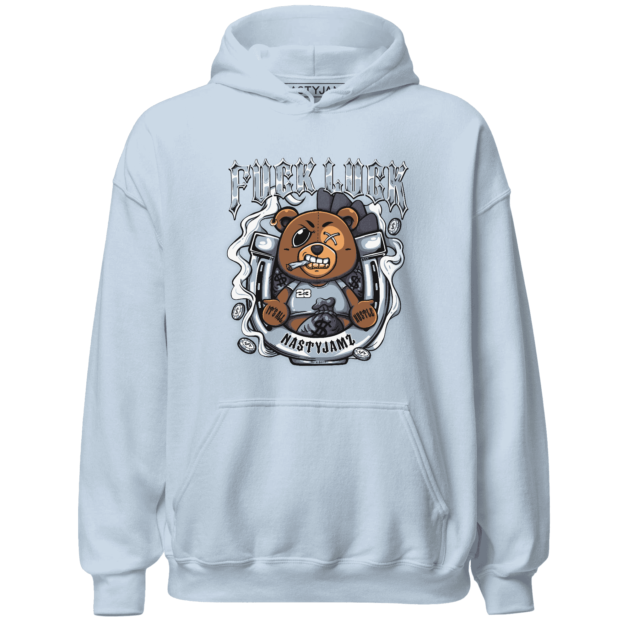 Mid Diffused Blue Grey 1s Hoodie Match F Luck BER - NastyJamz