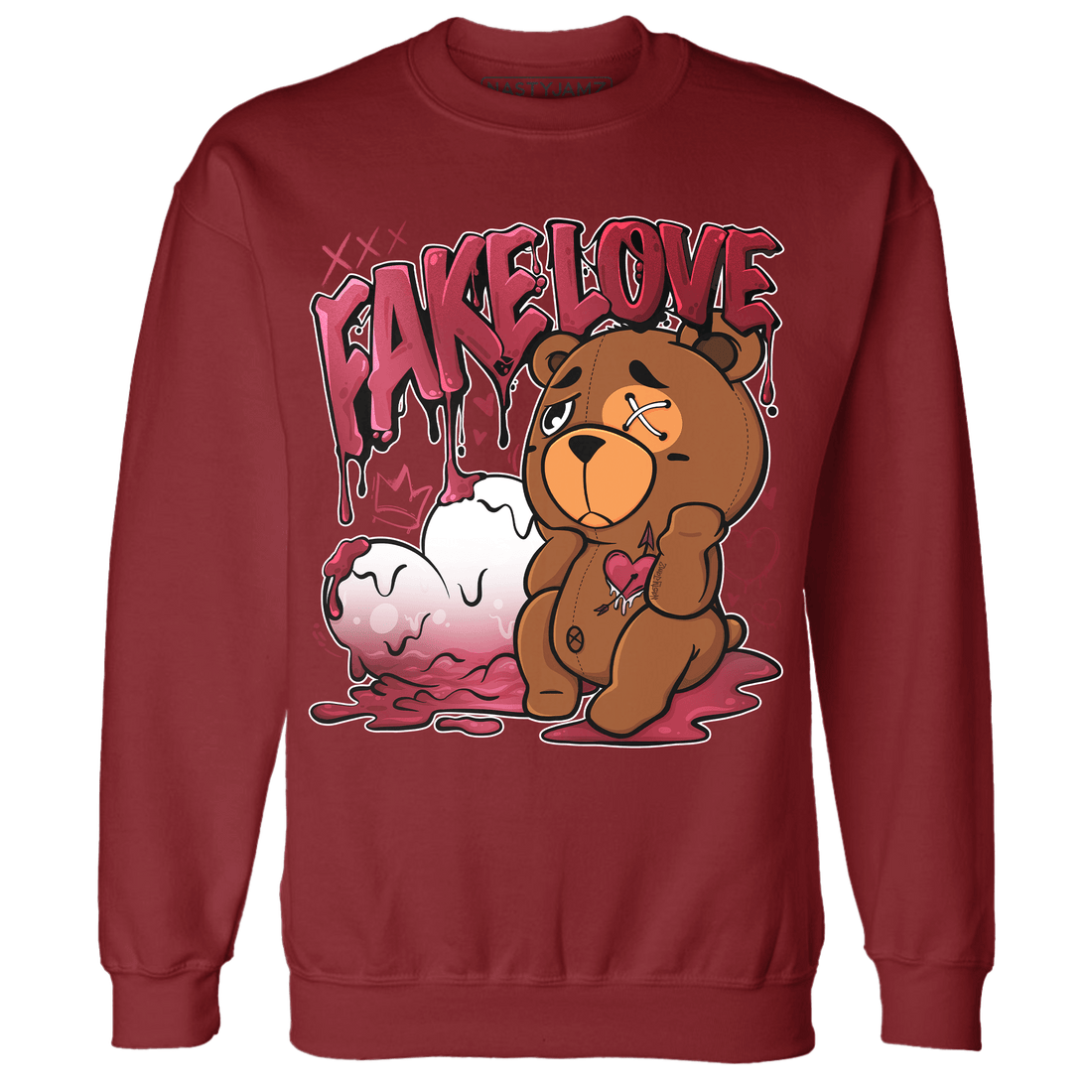 High 85 Metallic Burgundy 1s Sweatshirt Match Fake Love BER - NastyJamz
