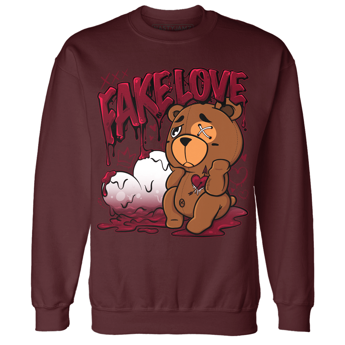 High White Team Red 1s Sweatshirt Match Fake Love BER - NastyJamz