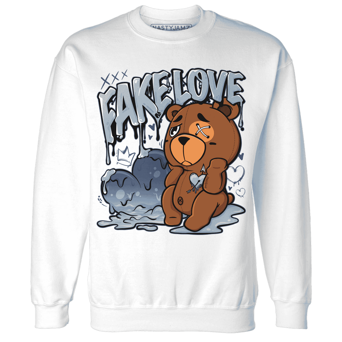 Mid Diffused Blue Grey 1s Sweatshirt Match Fake Love BER - NastyJamz
