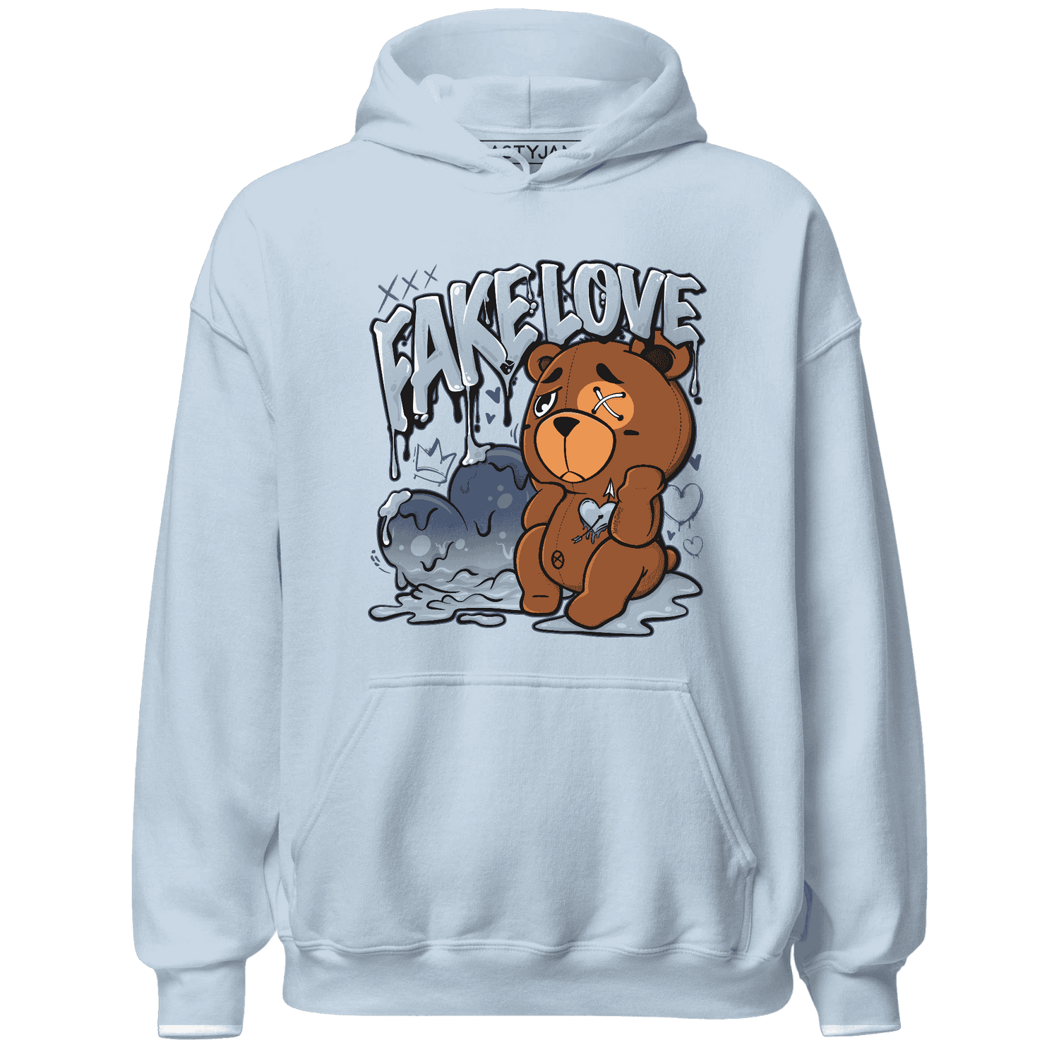 Mid Diffused Blue Grey 1s Hoodie Match Fake Love BER - NastyJamz