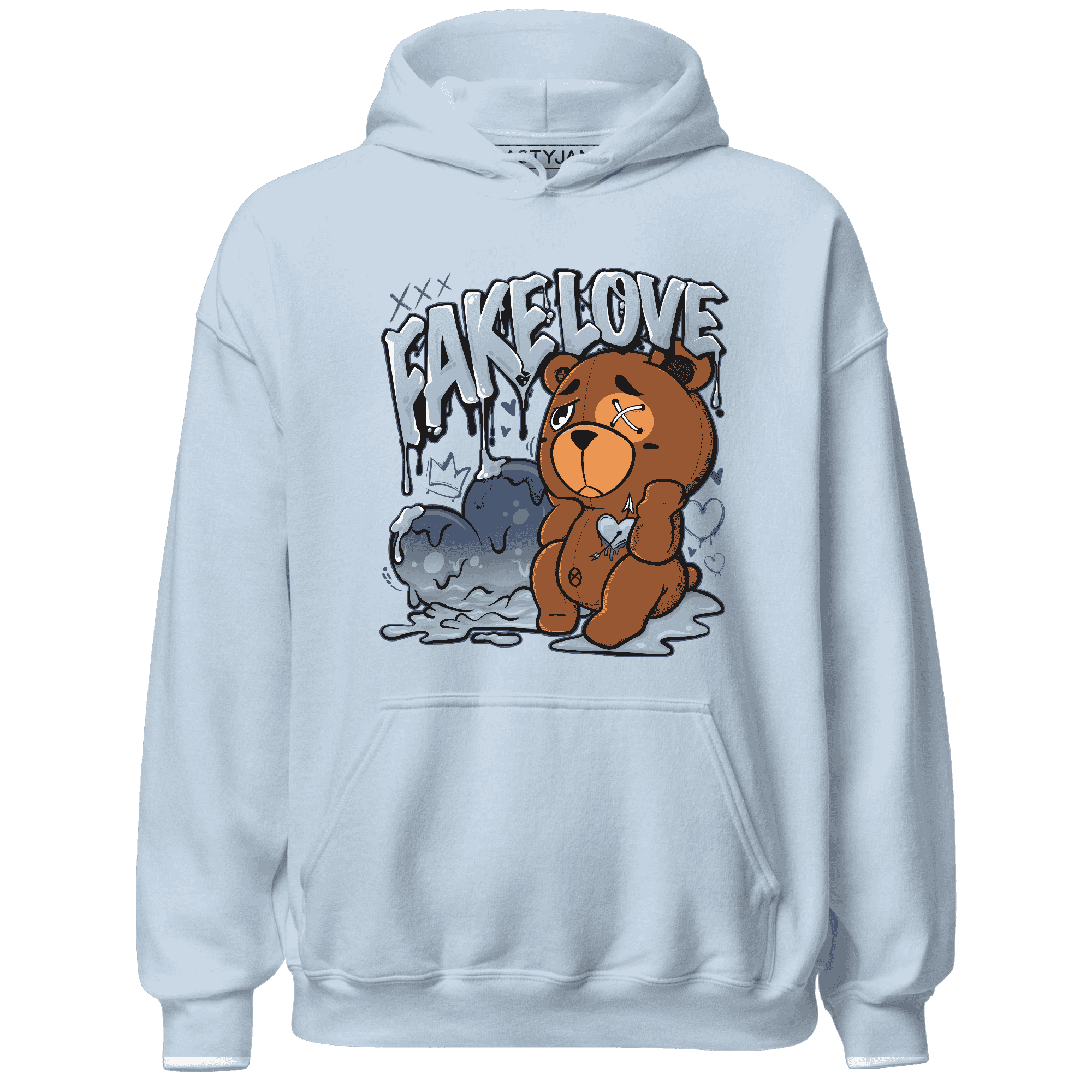 Mid Diffused Blue Grey 1s Hoodie Match Fake Love BER - NastyJamz