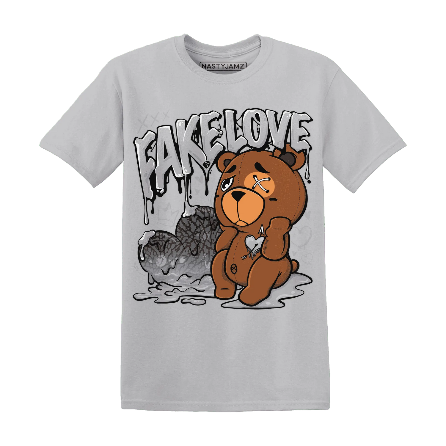 Cement-Grey-3s-T-Shirt-Match-Fake-Love-BER
