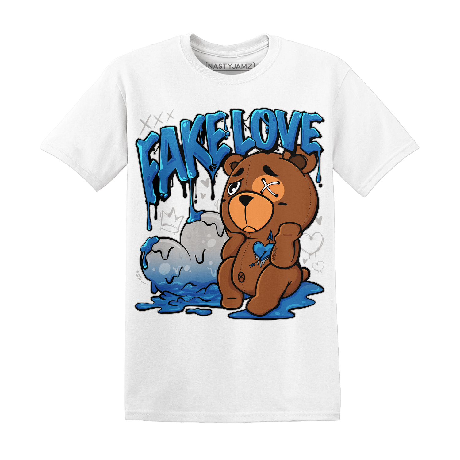 Industrial Blue 4s T Shirt Match Fake Love BER - NastyJamz