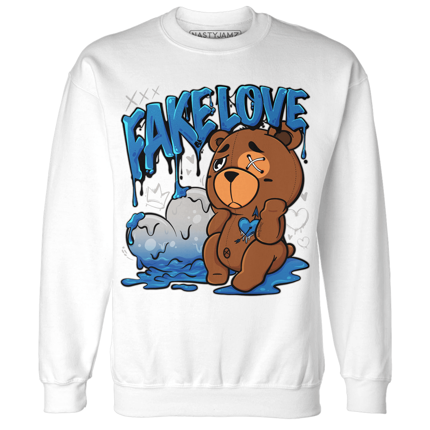 Industrial Blue 4s Sweatshirt Match Fake Love BER - NastyJamz