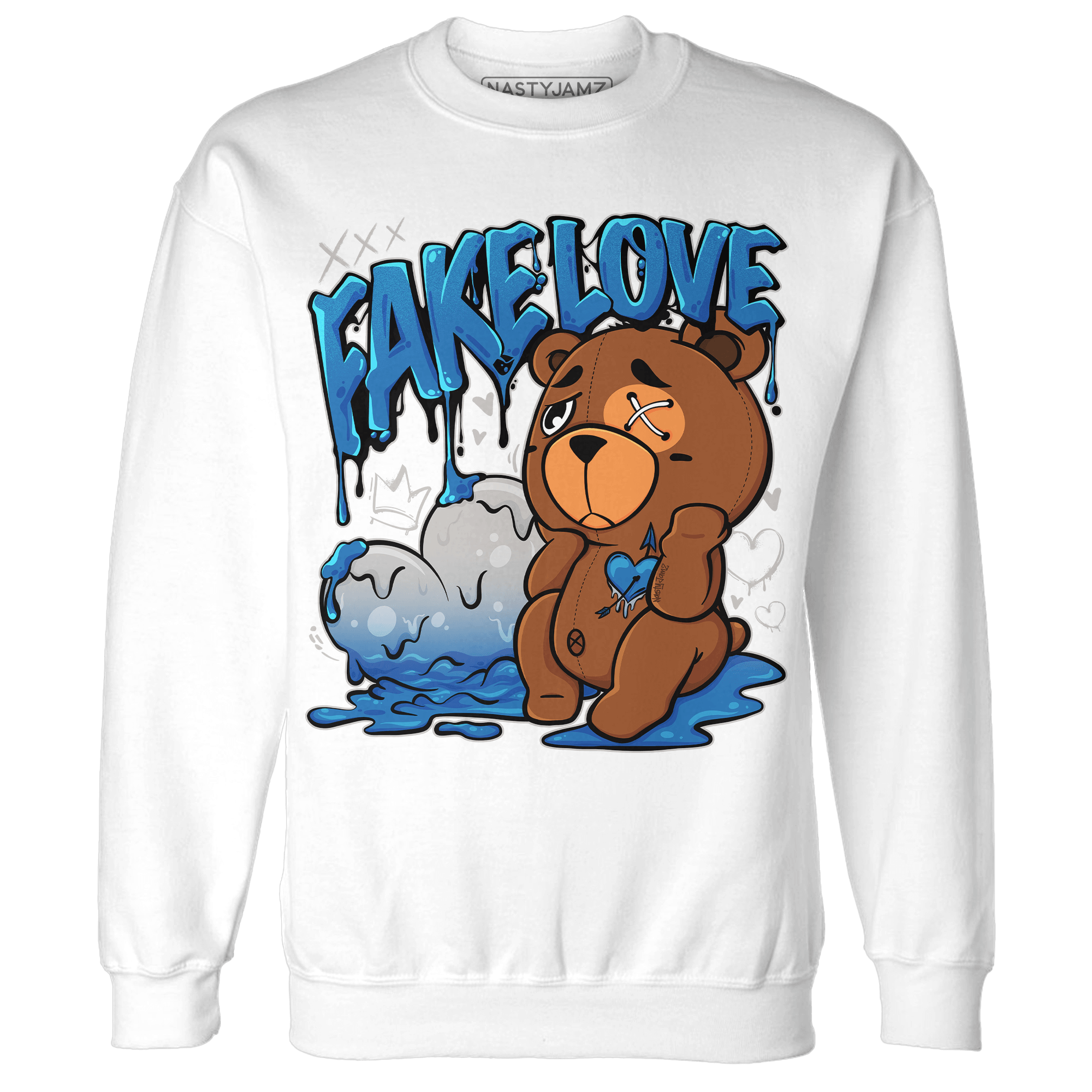 Industrial Blue 4s Sweatshirt Match Fake Love BER - NastyJamz