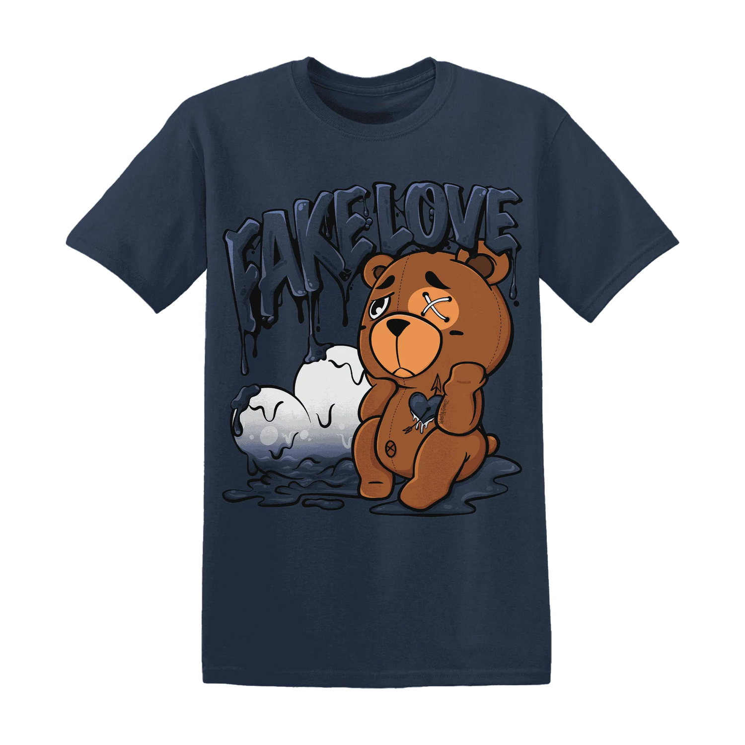 White-Navy-6s-T-Shirt-Match-Fake-Love-BER