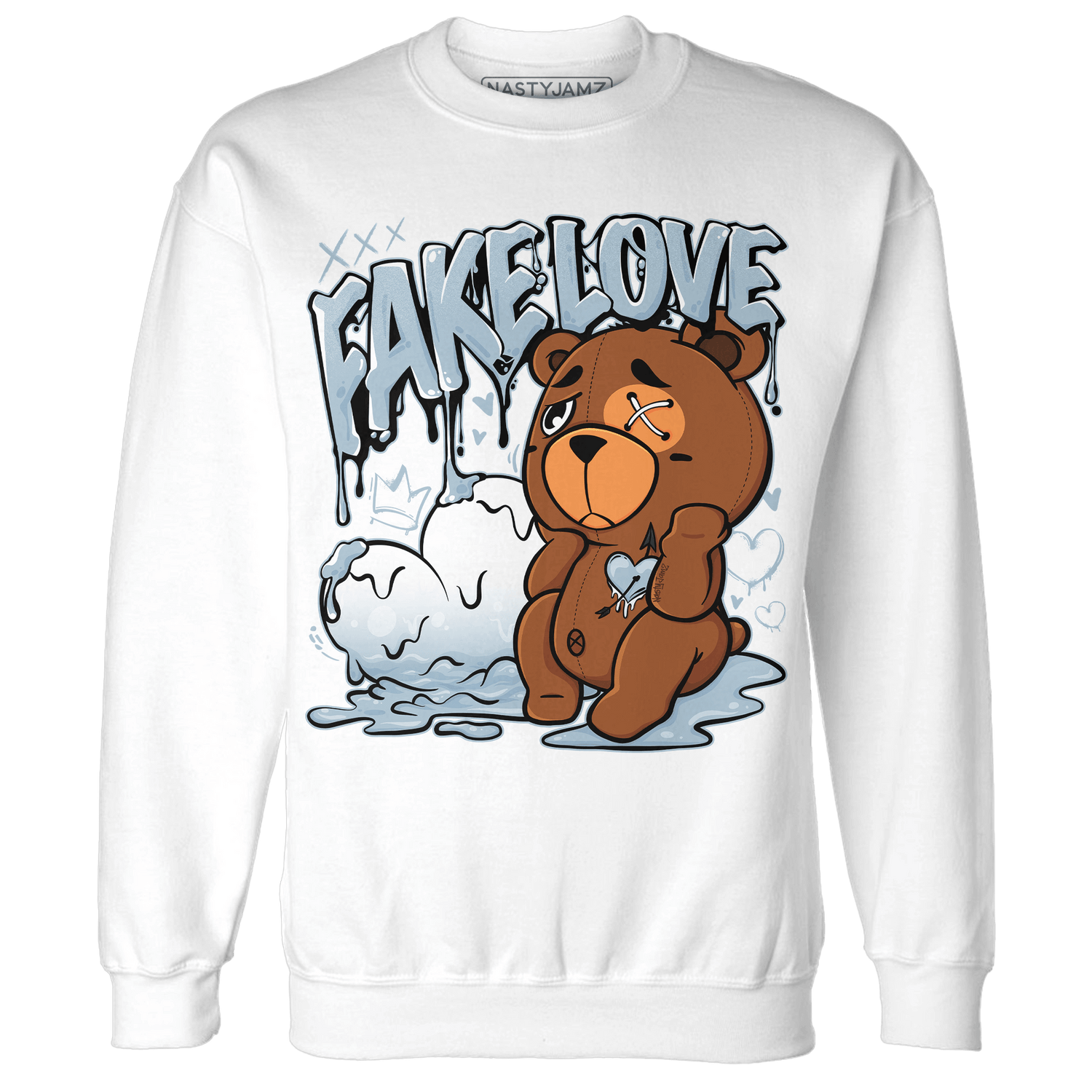 Blue Grey 13s Sweatshirt Match Fake Love BER - NastyJamz