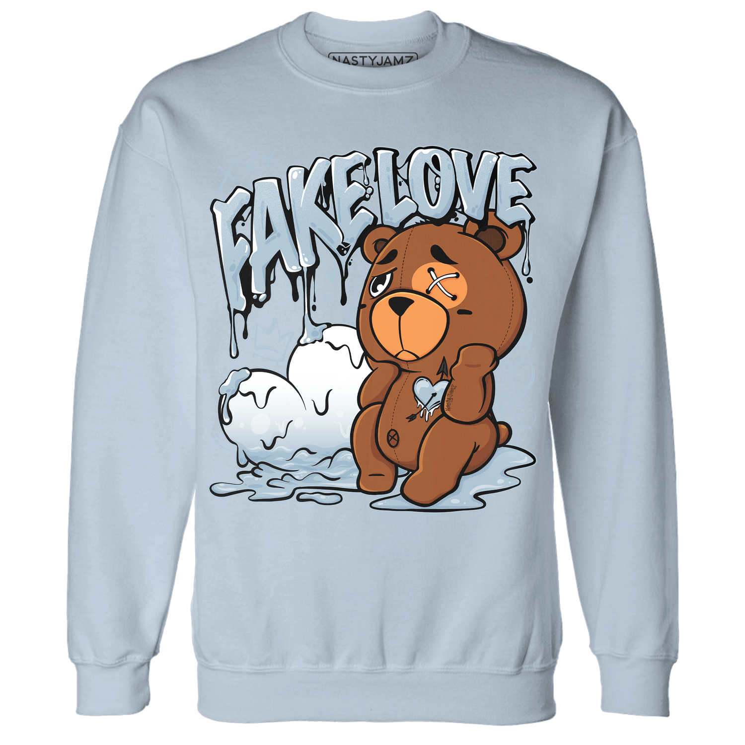 Blue Grey 13s Sweatshirt Match Fake Love BER - NastyJamz