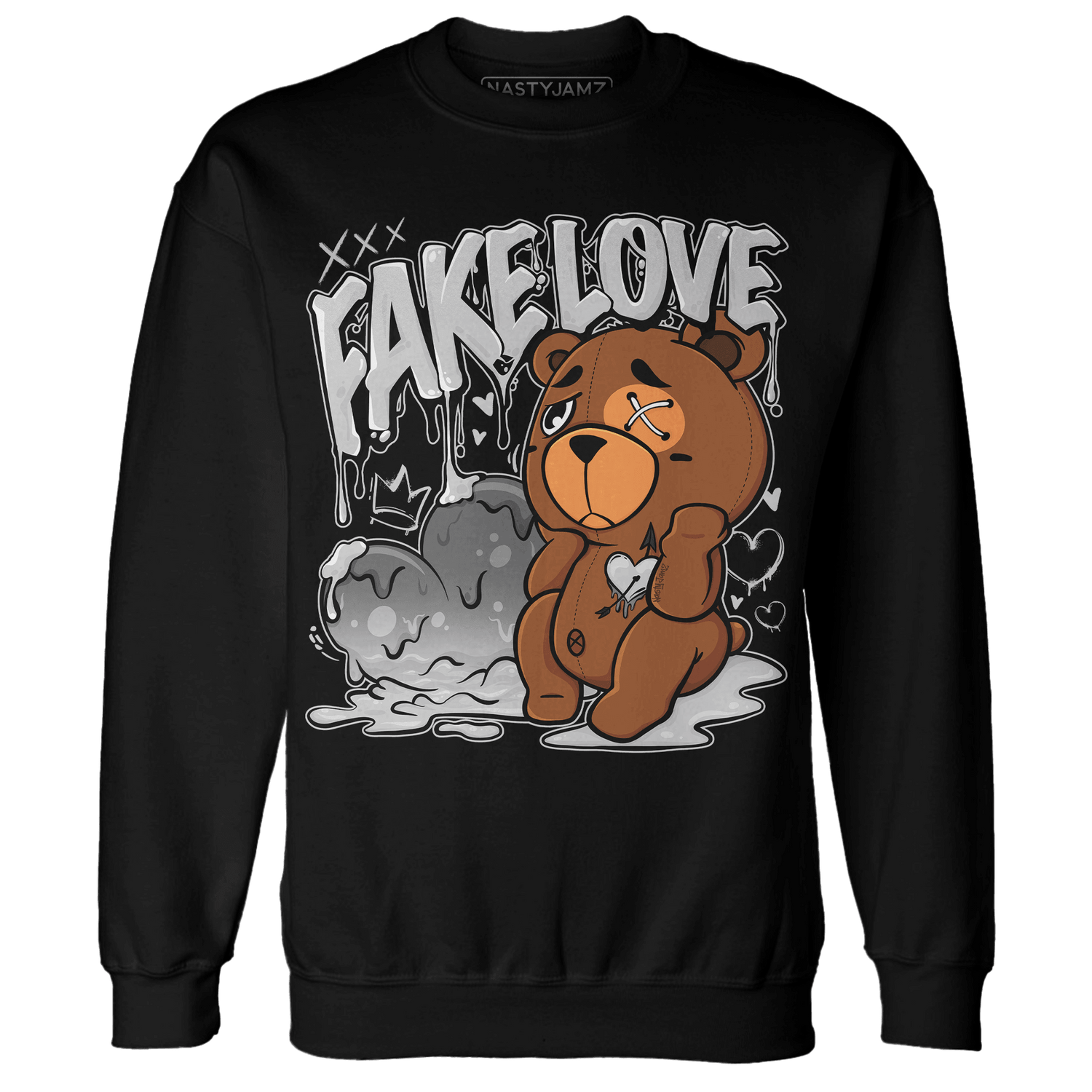 Retro High OG Black White 1s Sweatshirt Match Fake Love BER - NastyJamz