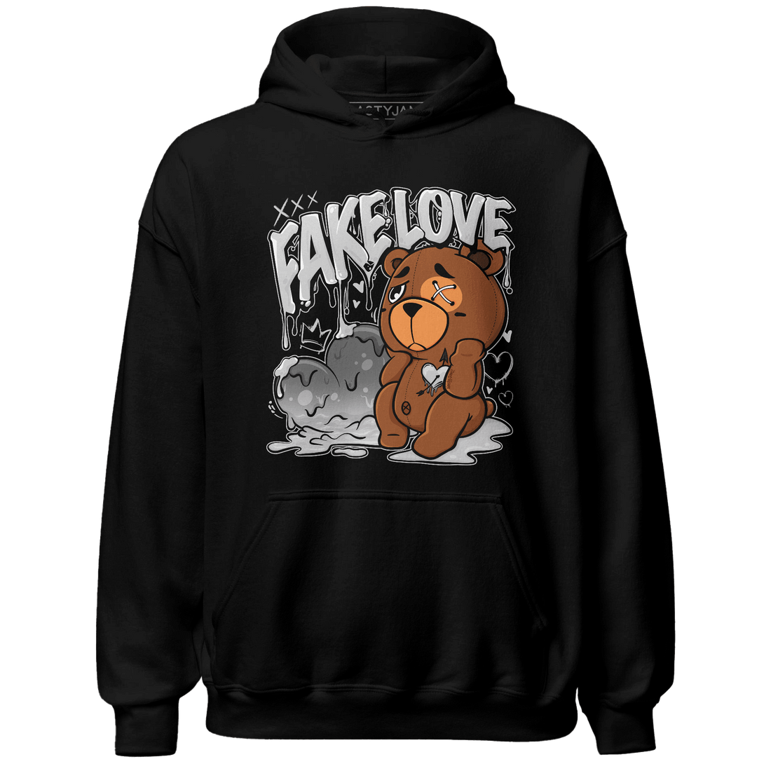 Retro High OG Black White 1s Hoodie Match Fake Love BER - NastyJamz