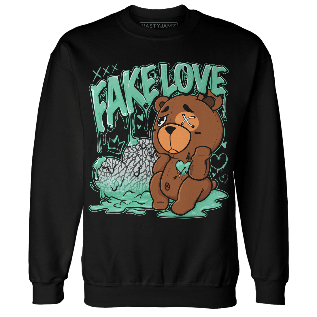 Green Glow 3s Sweatshirt Match Fake Love BER - NastyJamz