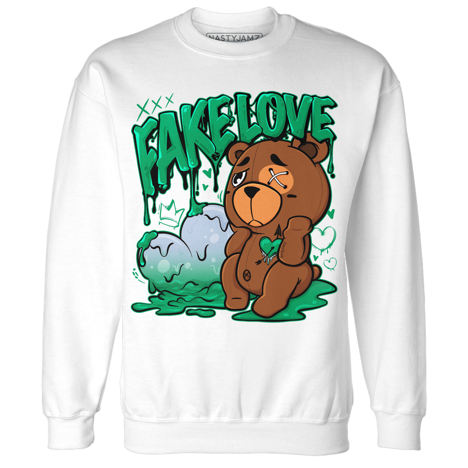 Lucky Green 5s Sweatshirt Match Fake Love BER - NastyJamz