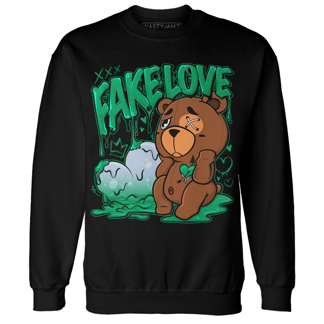 Lucky Green 5s Sweatshirt Match Fake Love BER - NastyJamz